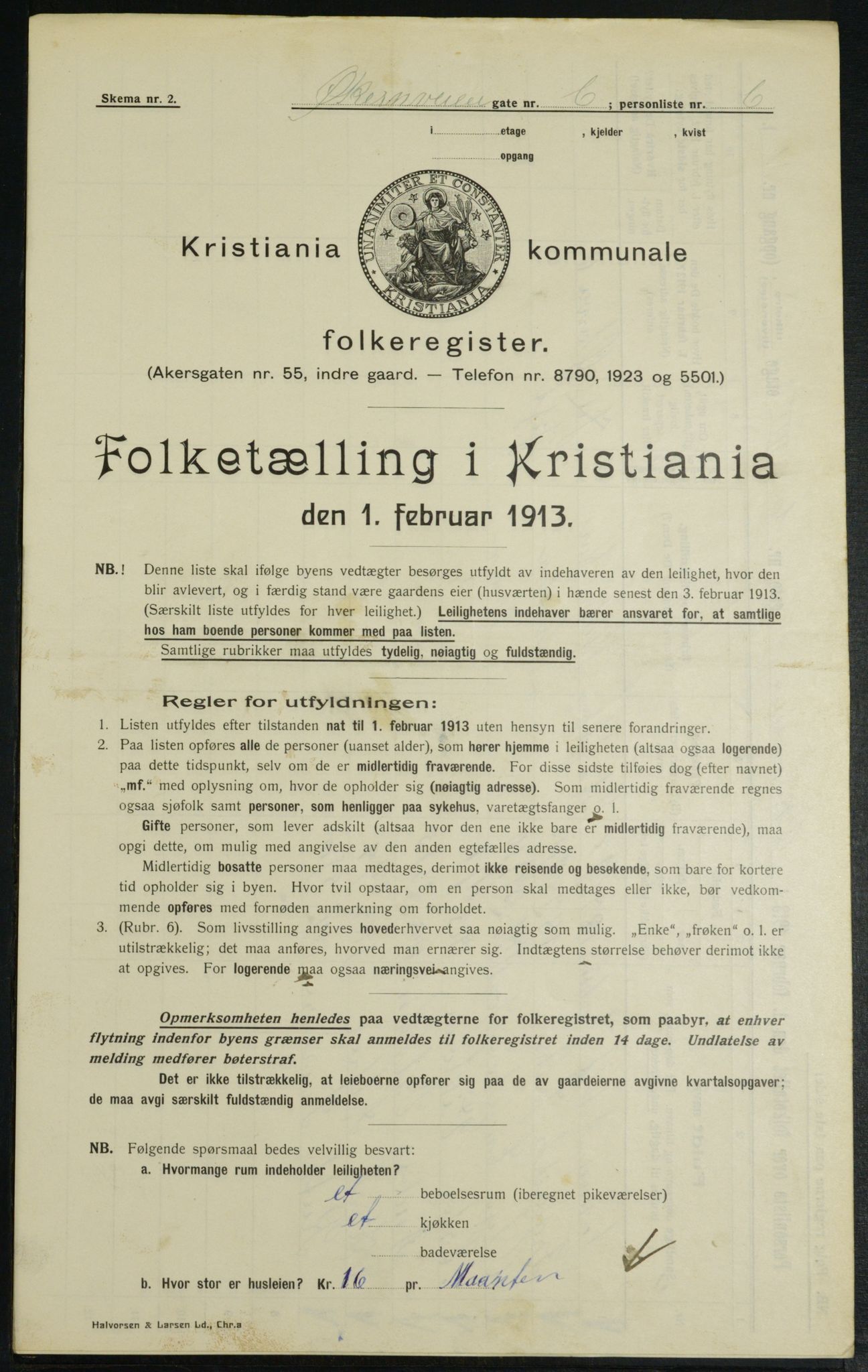 OBA, Kommunal folketelling 1.2.1913 for Kristiania, 1913, s. 128682