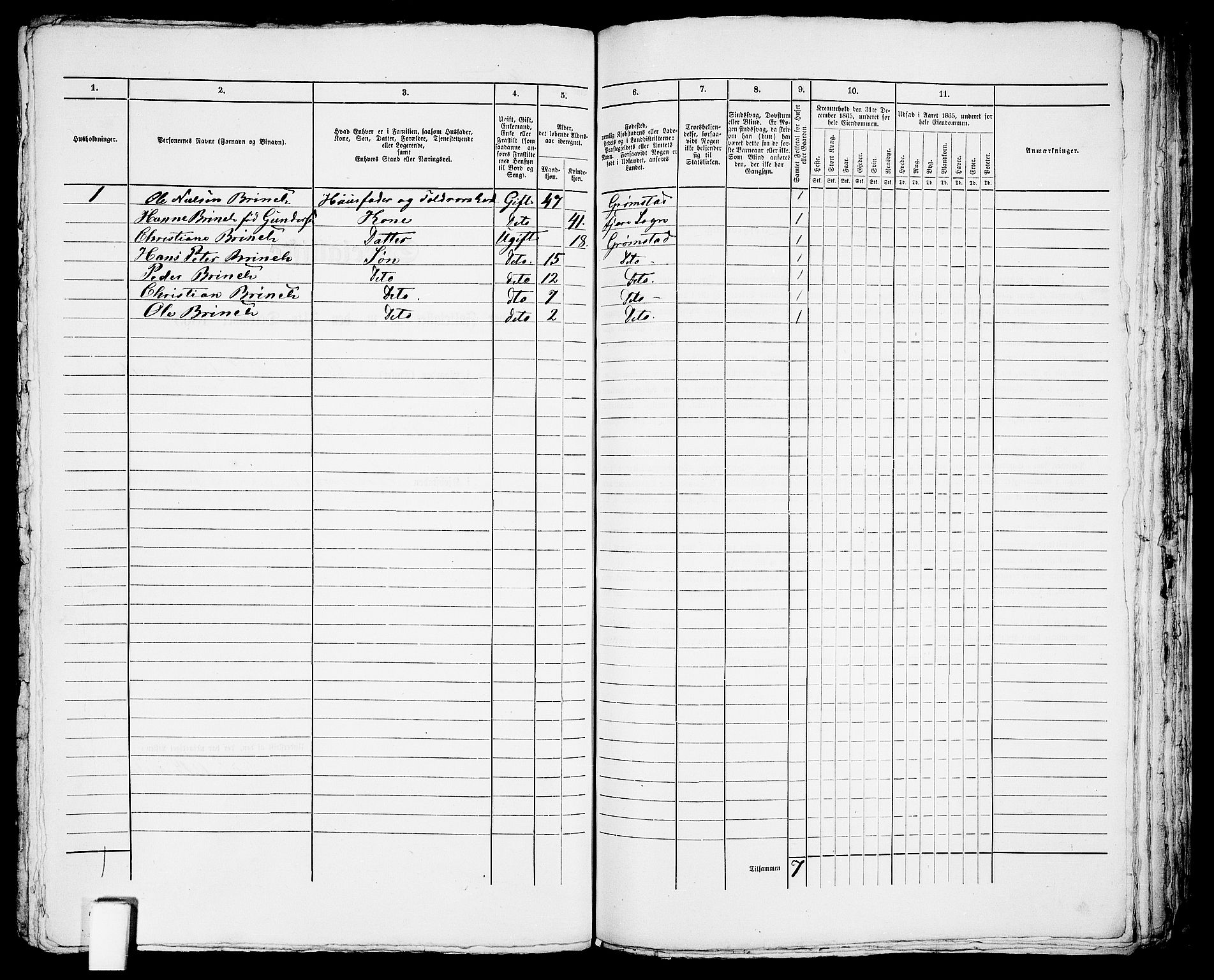 RA, Folketelling 1865 for 0904B Fjære prestegjeld, Grimstad kjøpstad, 1865, s. 337