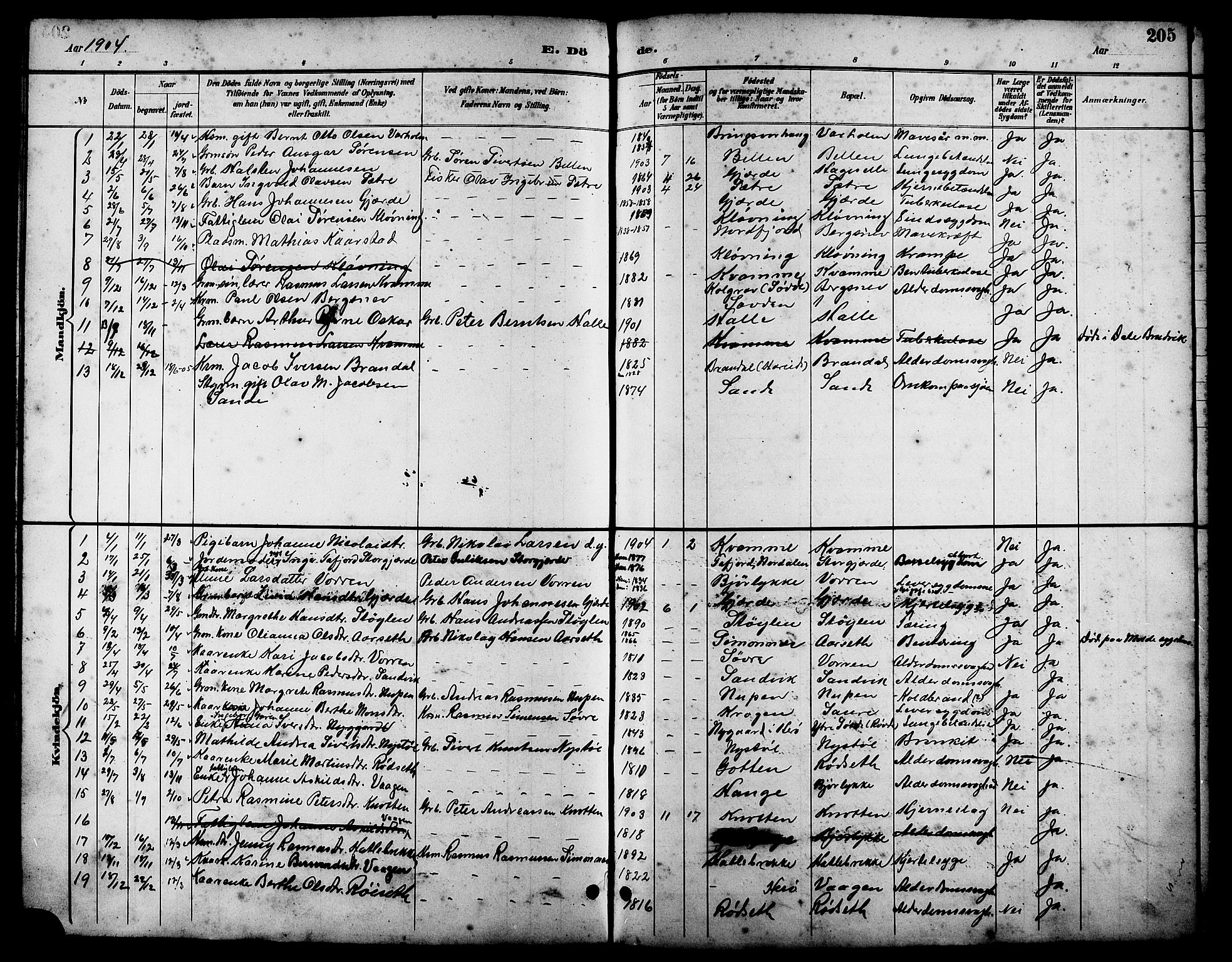 Ministerialprotokoller, klokkerbøker og fødselsregistre - Møre og Romsdal, AV/SAT-A-1454/503/L0049: Klokkerbok nr. 503C04, 1894-1915, s. 205