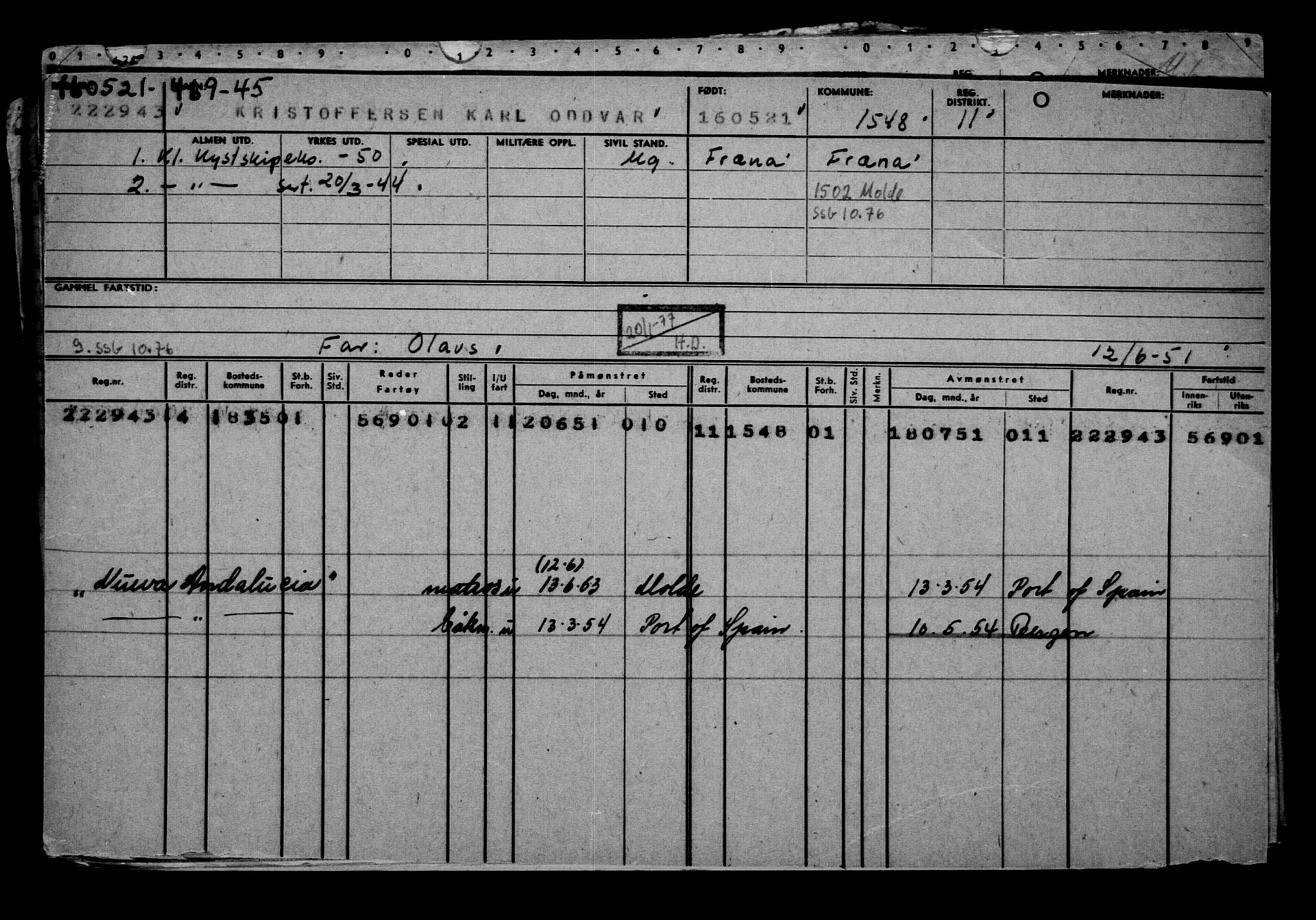 Direktoratet for sjømenn, AV/RA-S-3545/G/Gb/L0193: Hovedkort, 1921, s. 551