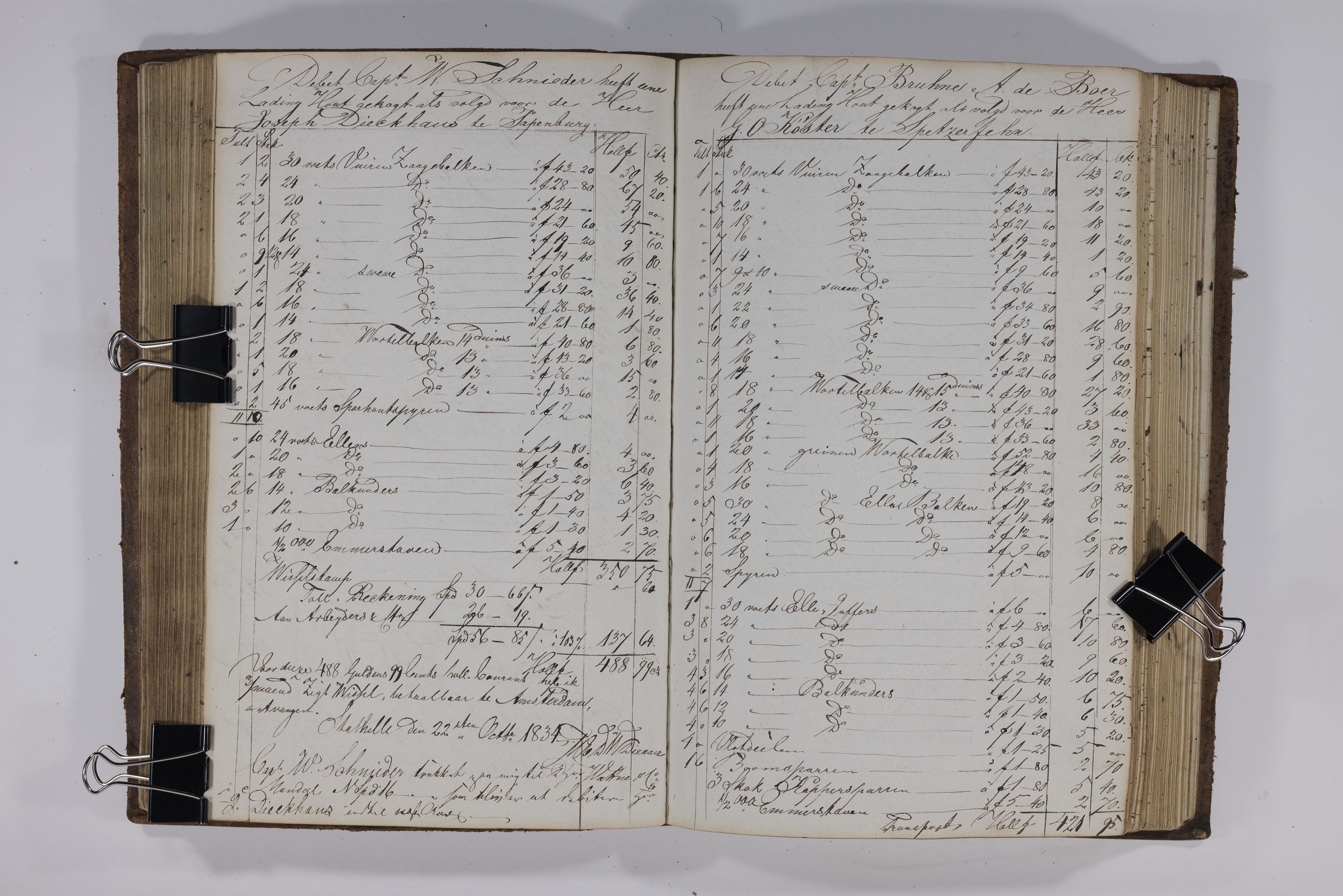, Priscourant-tømmerpriser, 1834-38, 1834-1838, s. 164