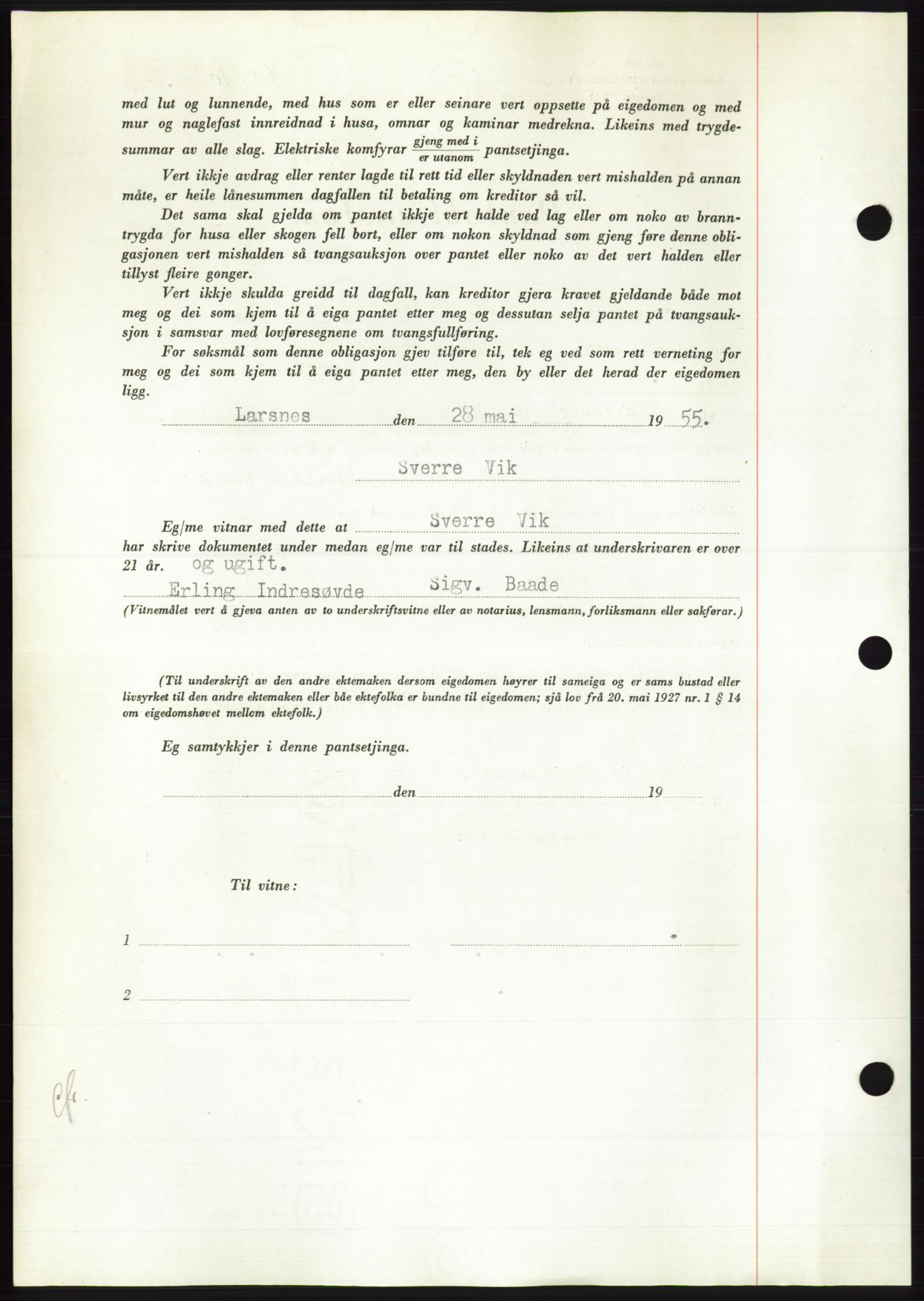 Søre Sunnmøre sorenskriveri, AV/SAT-A-4122/1/2/2C/L0127: Pantebok nr. 15B, 1955-1955, Dagboknr: 1344/1955