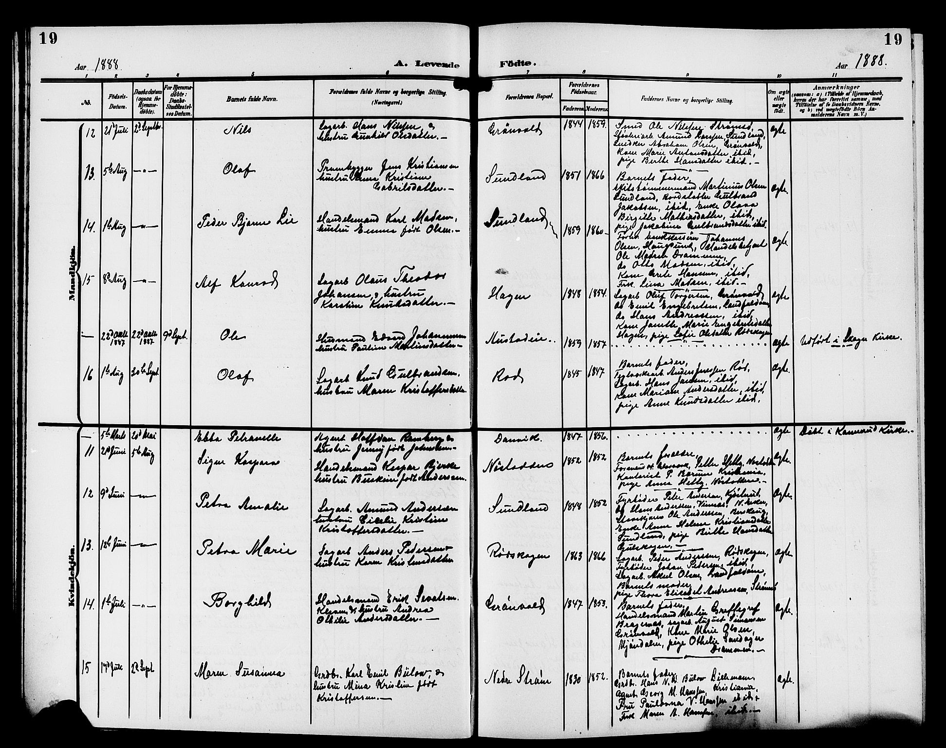 Strømsgodset kirkebøker, AV/SAKO-A-324/G/Ga/L0002: Klokkerbok nr. 2, 1885-1910, s. 19