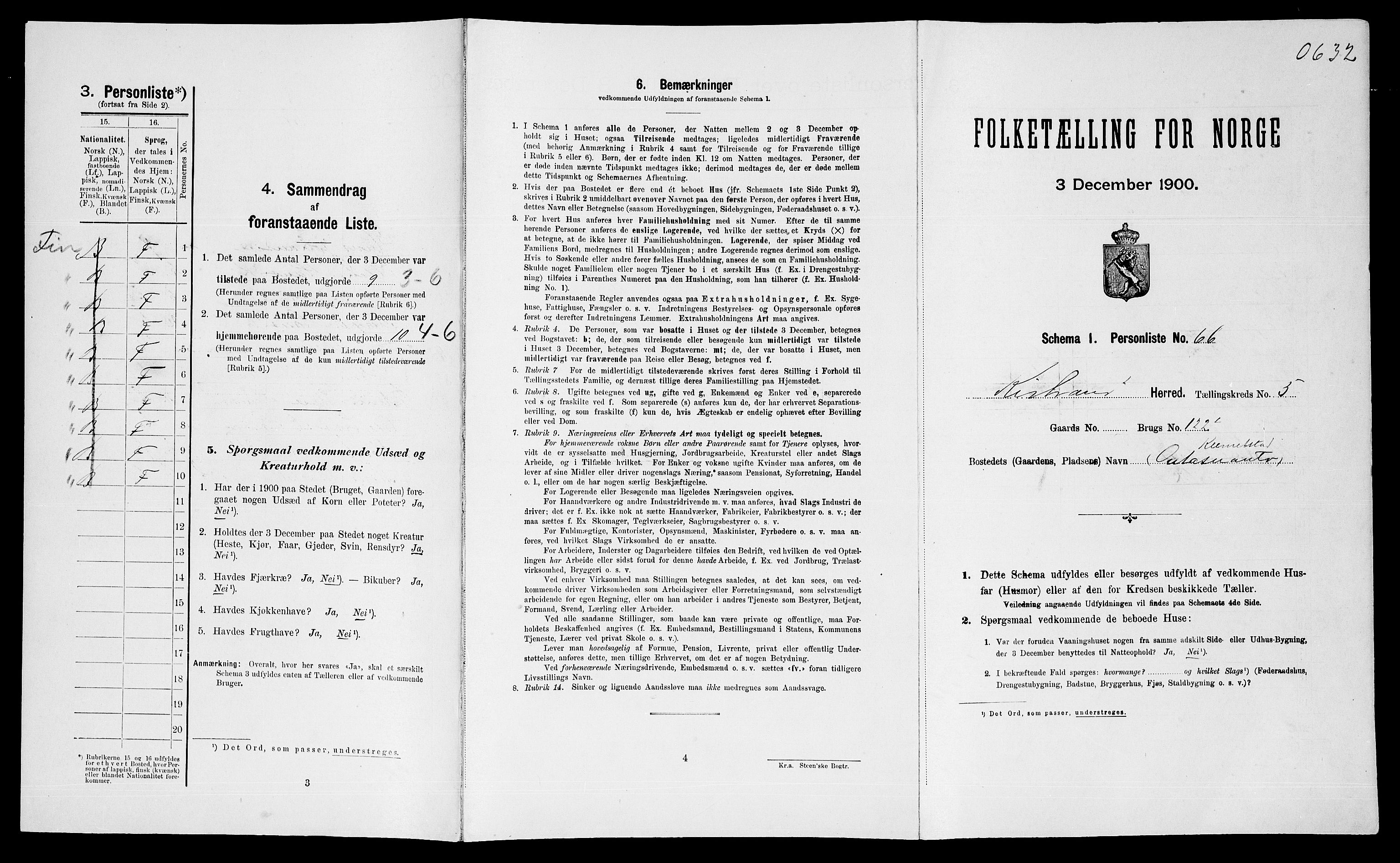 SATØ, Folketelling 1900 for 2020 Kistrand herred, 1900, s. 500