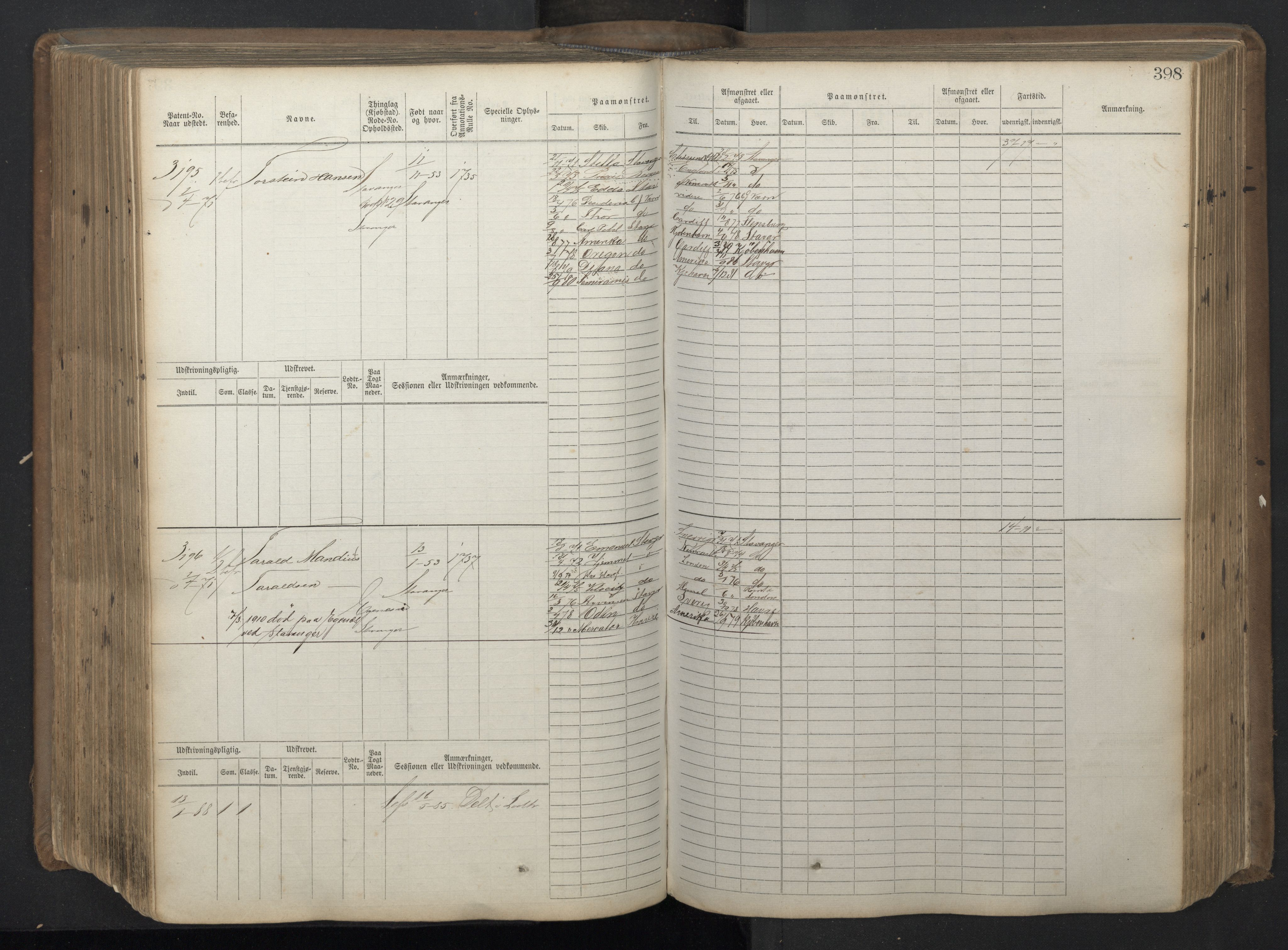 Stavanger sjømannskontor, AV/SAST-A-102006/F/Fb/Fbb/L0018: Sjøfartshovedrulle patnentnr. 2402-3602 (dublett), 1869, s. 402