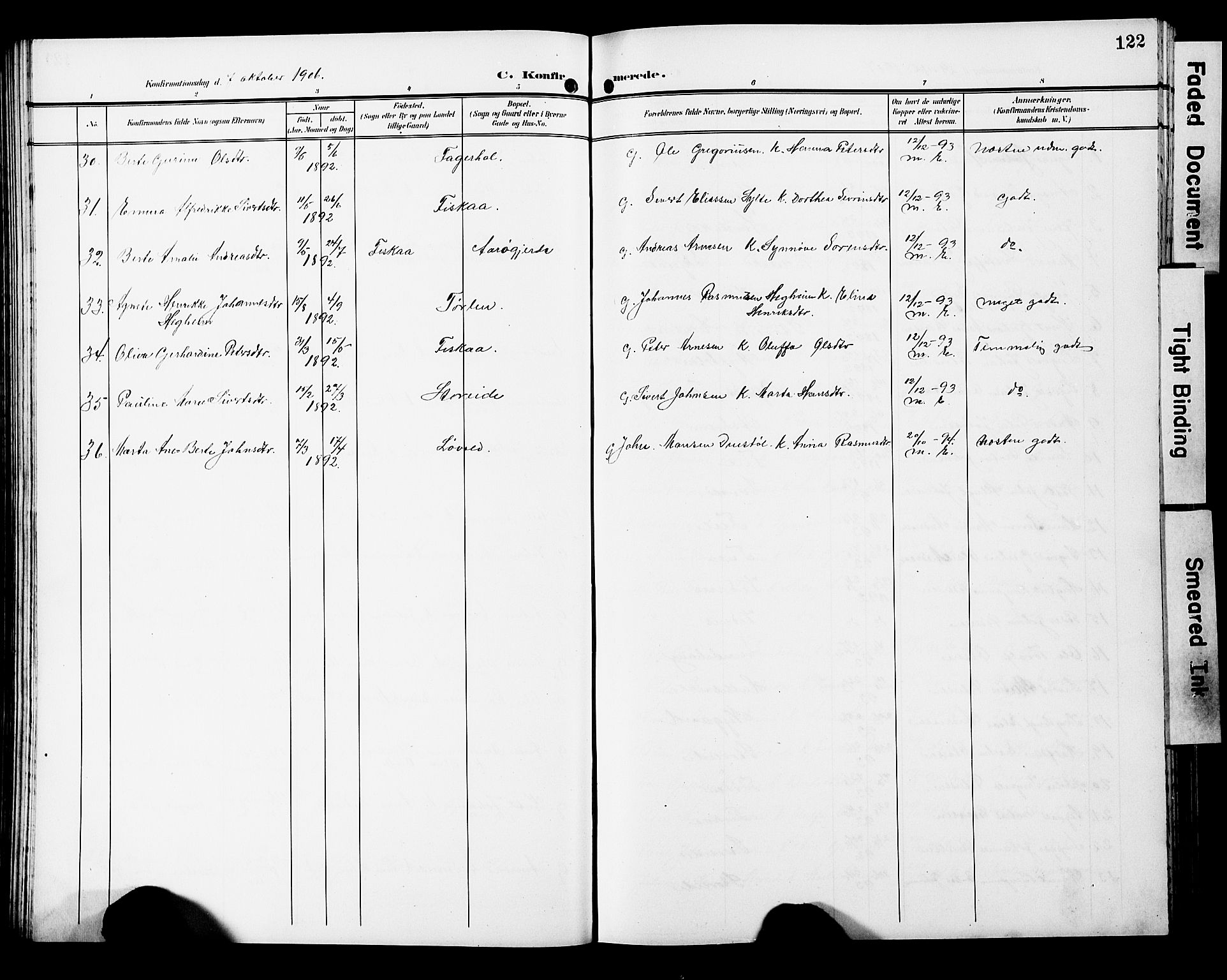 Ministerialprotokoller, klokkerbøker og fødselsregistre - Møre og Romsdal, AV/SAT-A-1454/501/L0018: Klokkerbok nr. 501C04, 1902-1930, s. 122