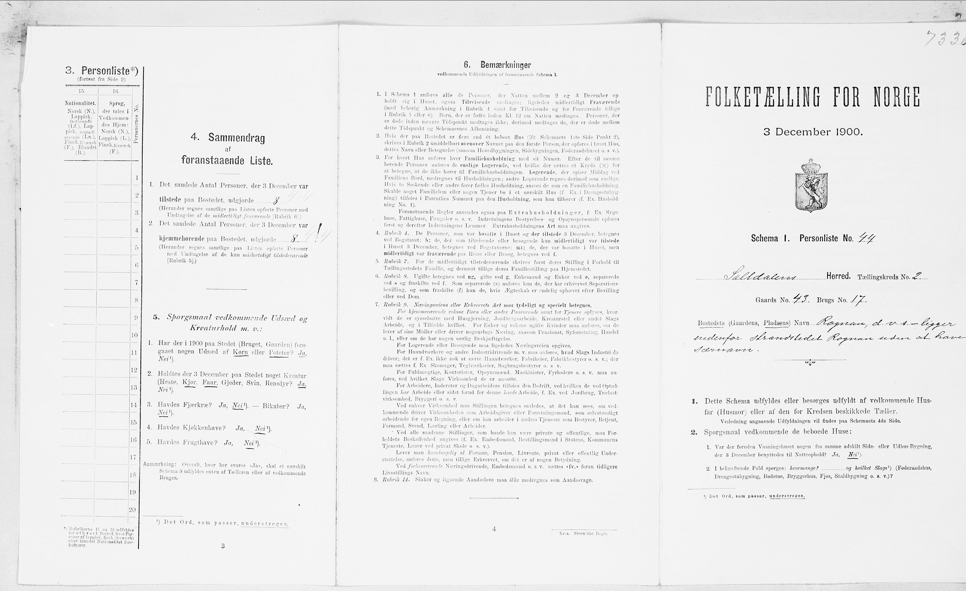 SAT, Folketelling 1900 for 1840 Saltdal herred, 1900, s. 200