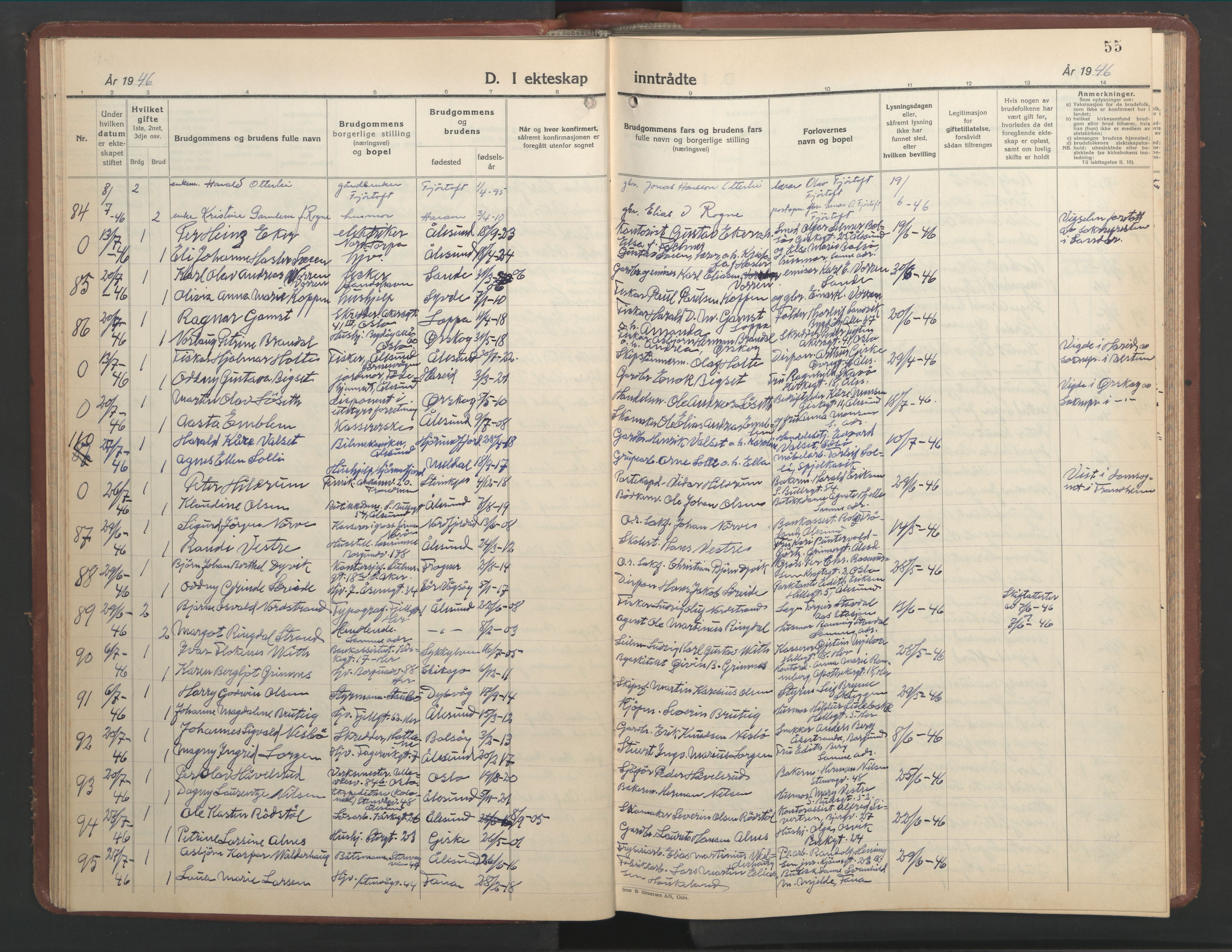 Ministerialprotokoller, klokkerbøker og fødselsregistre - Møre og Romsdal, AV/SAT-A-1454/529/L0479: Klokkerbok nr. 529C16, 1941-1950, s. 55