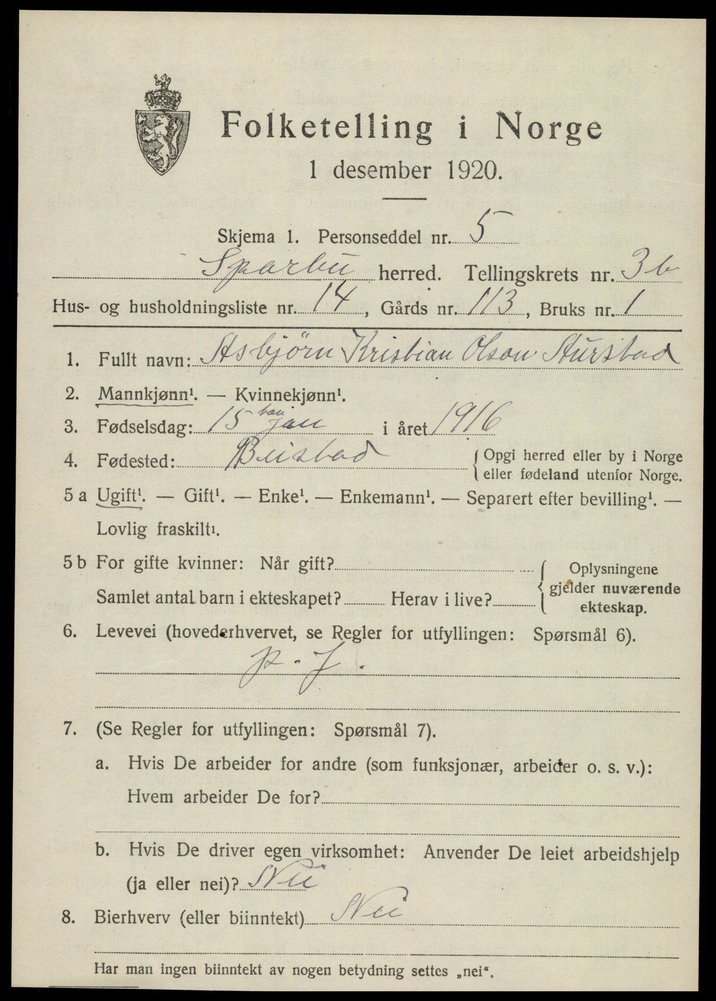SAT, Folketelling 1920 for 1731 Sparbu herred, 1920, s. 4967