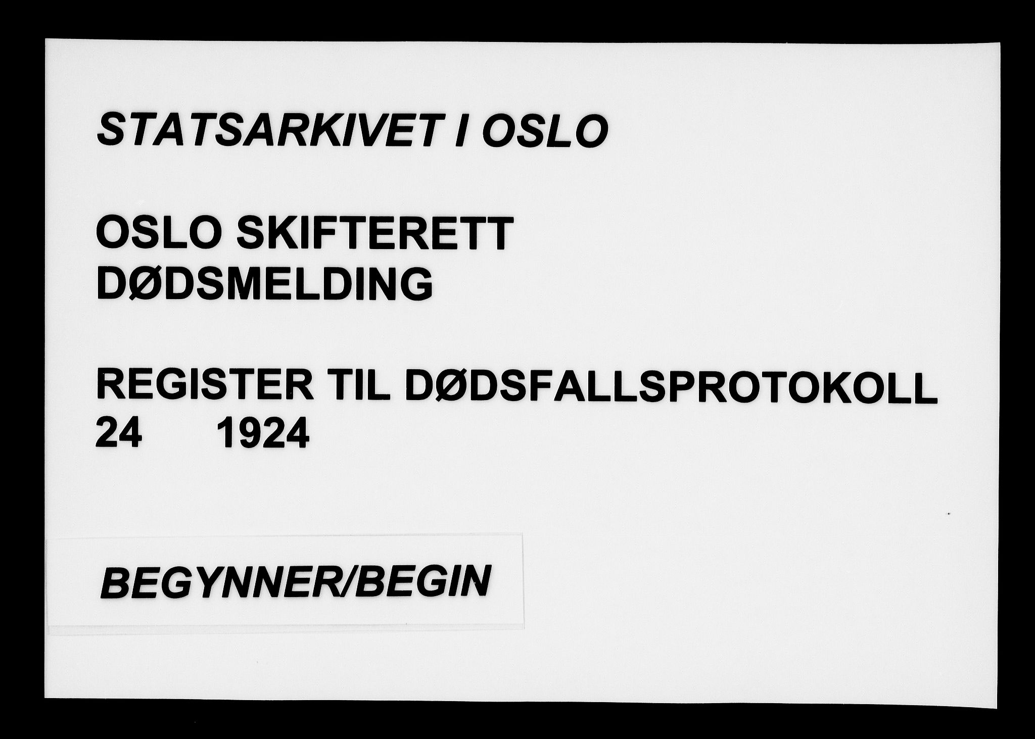 Oslo skifterett, SAO/A-10383/F/Fa/Faa/L0024: Navneregister, 1924