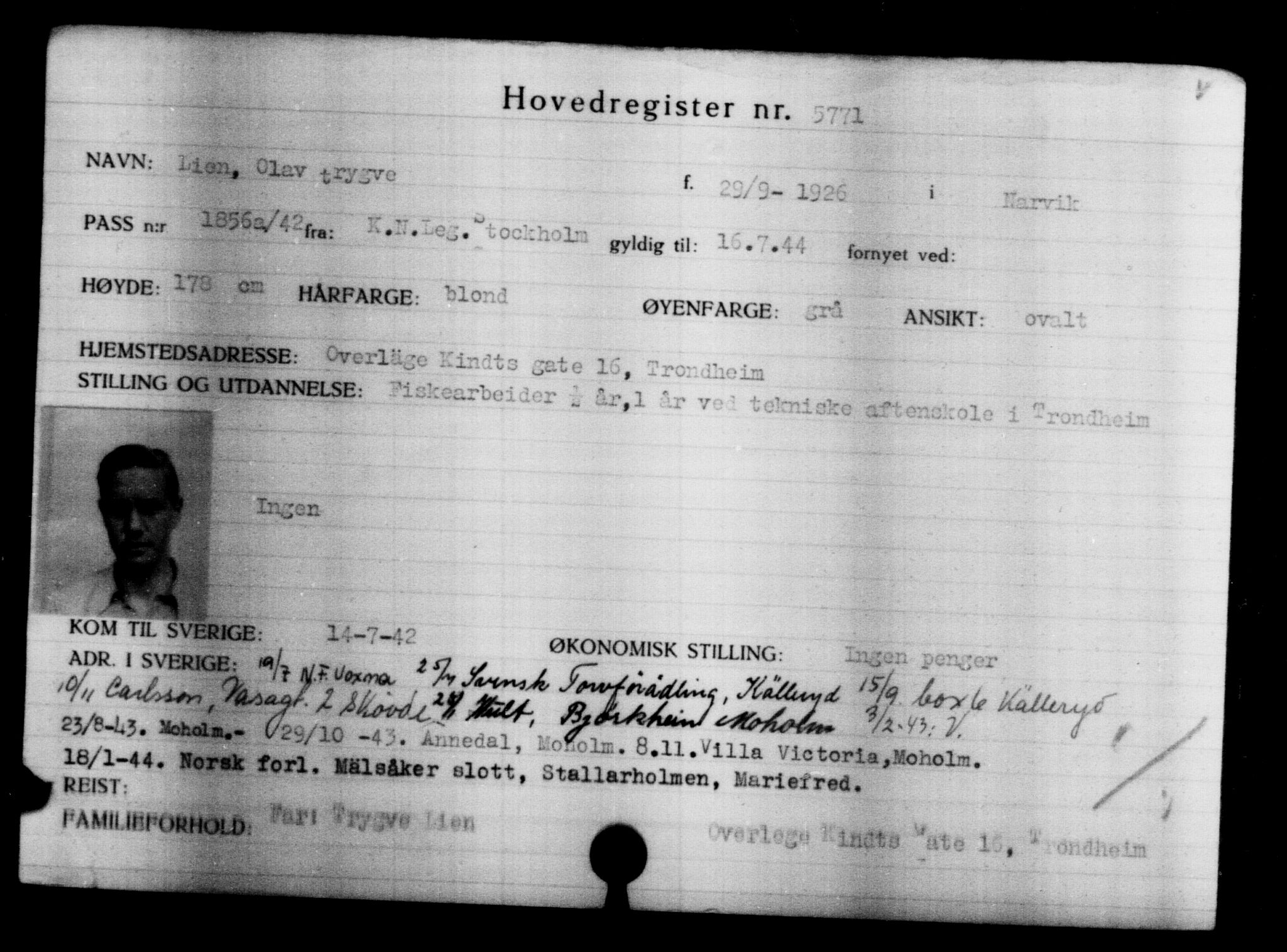 Den Kgl. Norske Legasjons Flyktningskontor, AV/RA-S-6753/V/Va/L0004: Kjesäterkartoteket.  Flyktningenr. 3496-6610, 1940-1945, s. 2640