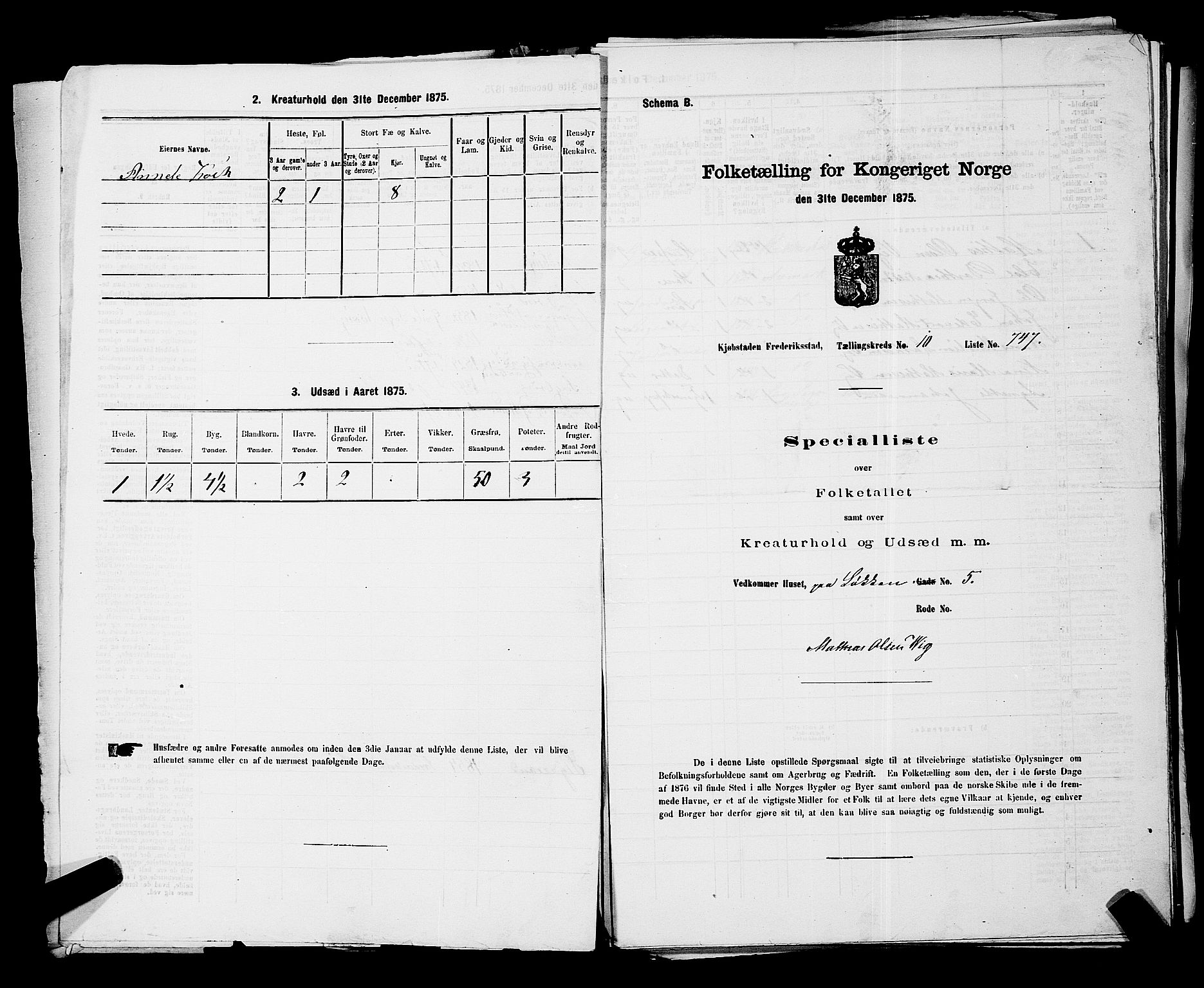 RA, Folketelling 1875 for 0103B Fredrikstad prestegjeld, Fredrikstad kjøpstad, 1875, s. 1710