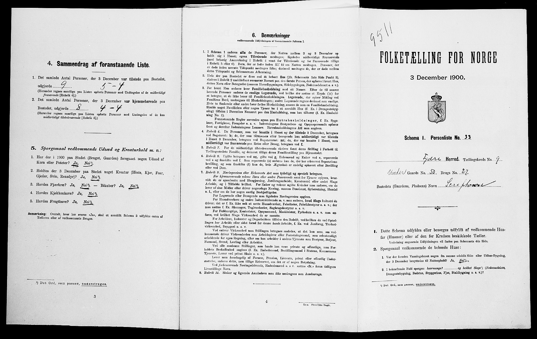 SAK, Folketelling 1900 for 0923 Fjære herred, 1900, s. 1868