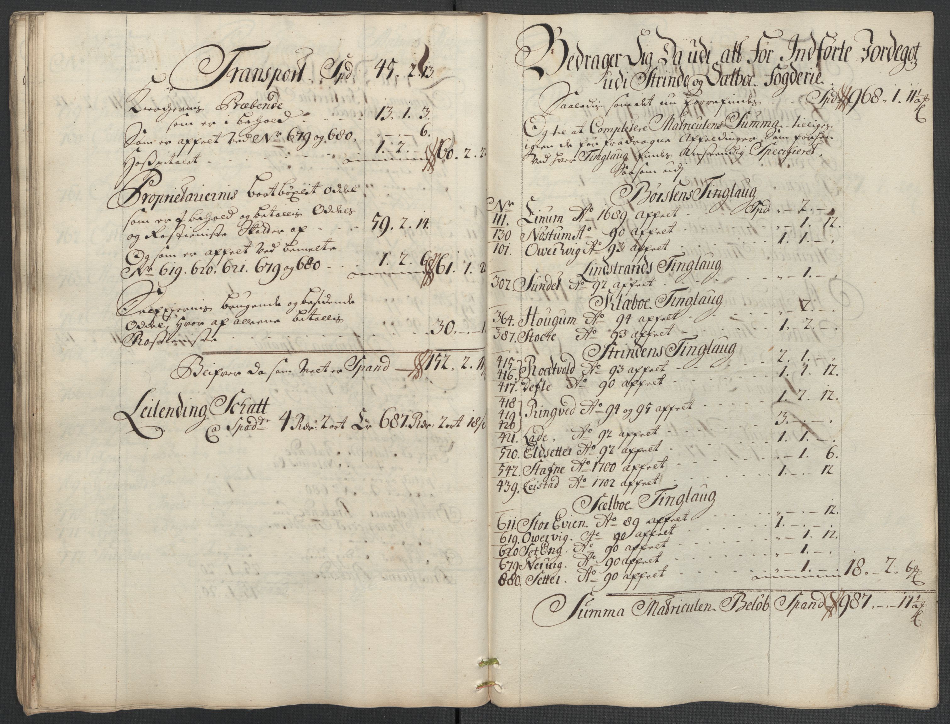 Rentekammeret inntil 1814, Reviderte regnskaper, Fogderegnskap, RA/EA-4092/R61/L4111: Fogderegnskap Strinda og Selbu, 1709-1710, s. 56