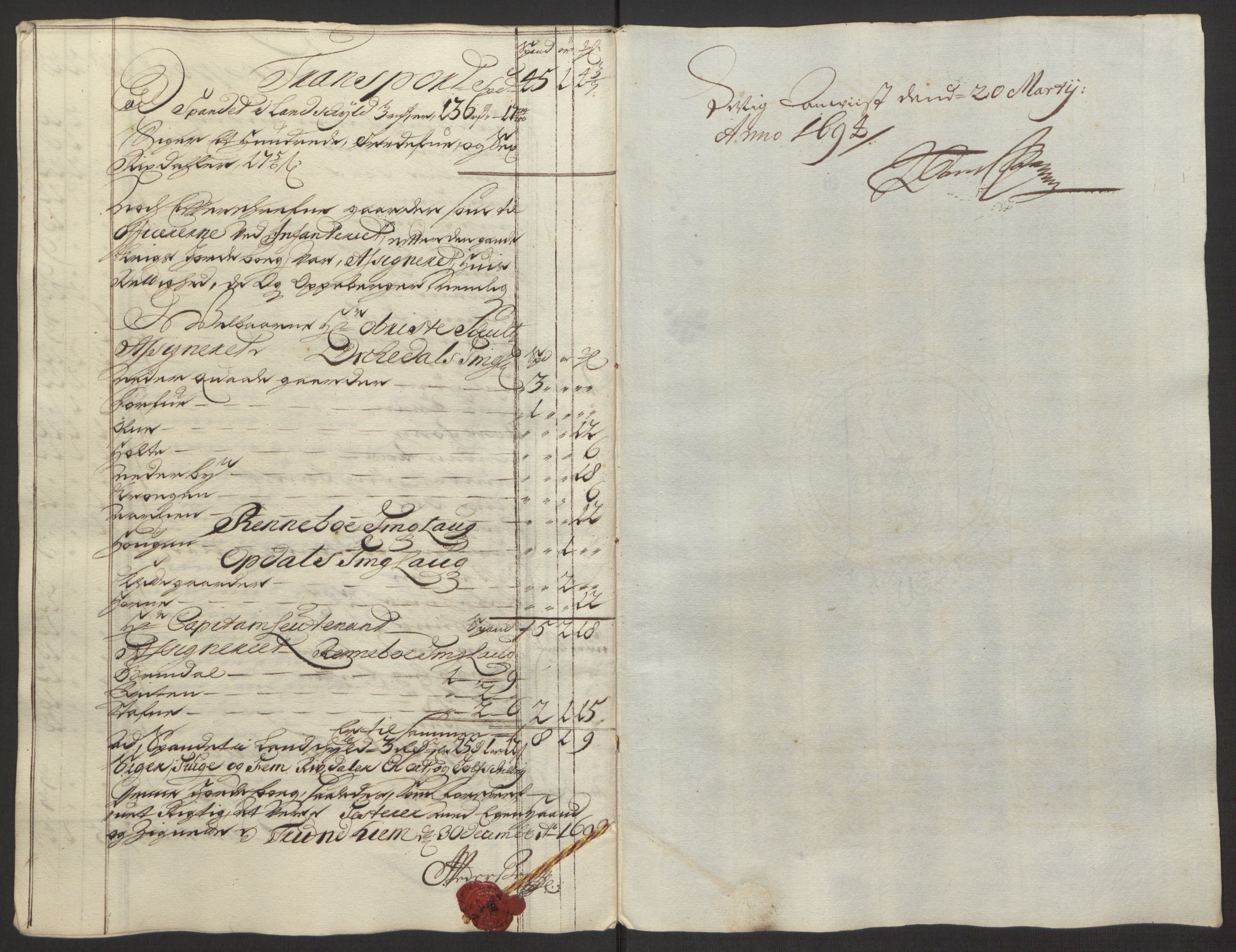 Rentekammeret inntil 1814, Reviderte regnskaper, Fogderegnskap, RA/EA-4092/R58/L3938: Fogderegnskap Orkdal, 1693, s. 131