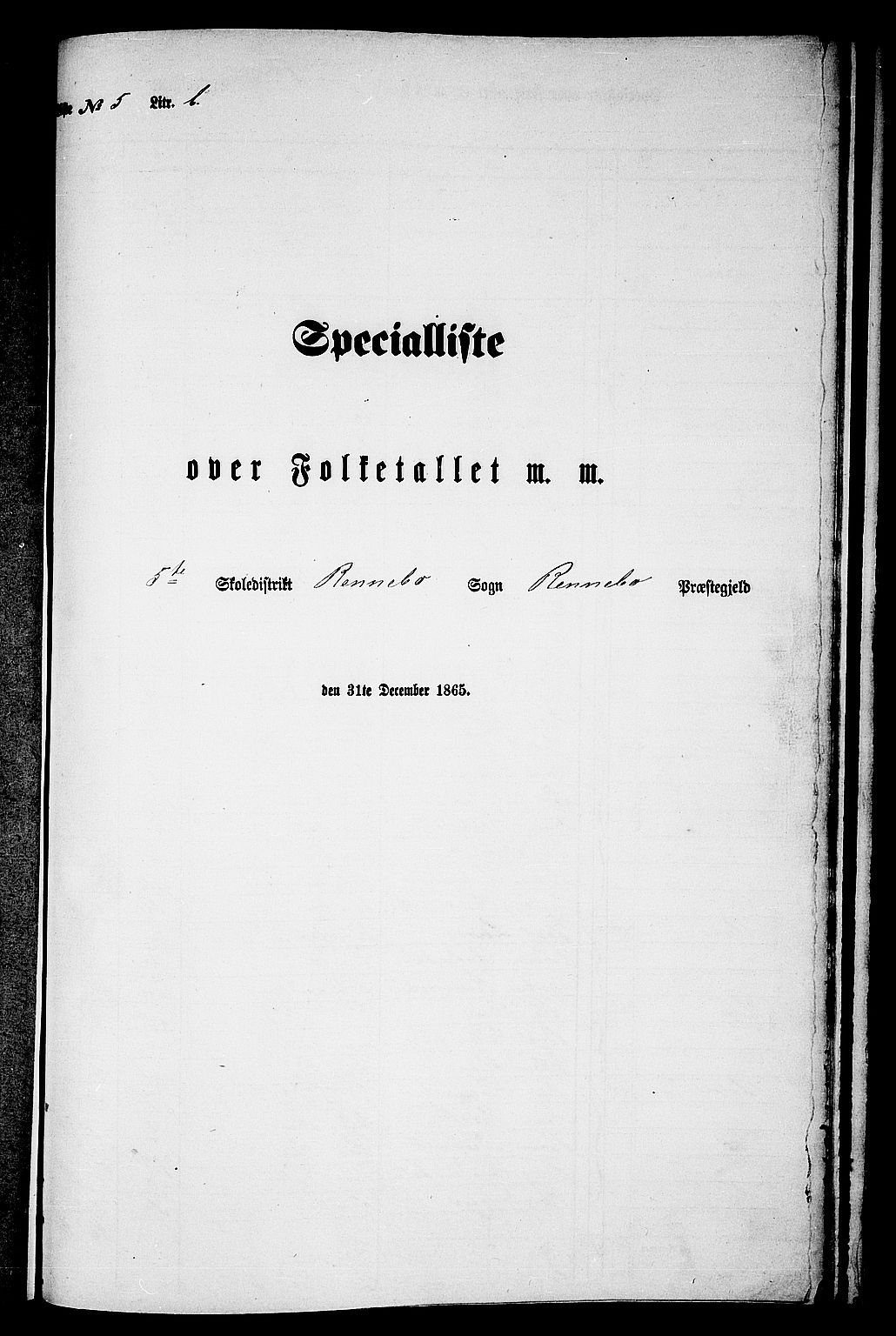 RA, Folketelling 1865 for 1635P Rennebu prestegjeld, 1865, s. 95