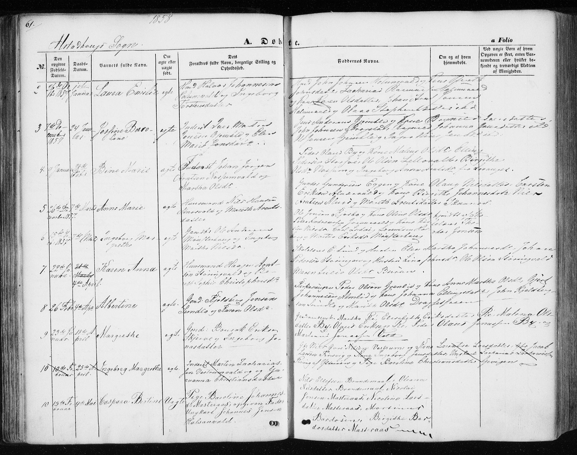 Ministerialprotokoller, klokkerbøker og fødselsregistre - Nord-Trøndelag, AV/SAT-A-1458/717/L0154: Ministerialbok nr. 717A07 /1, 1850-1862, s. 61