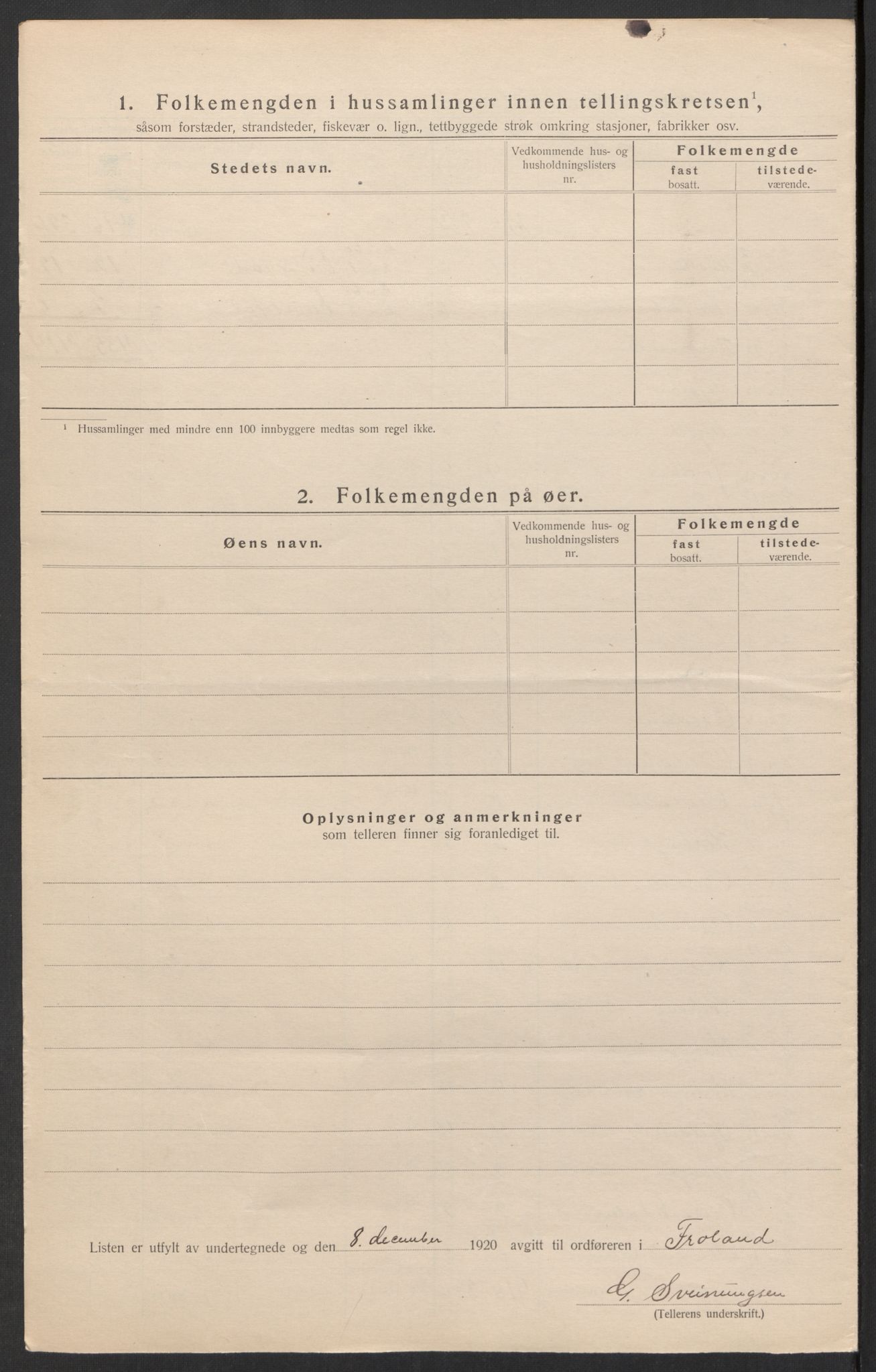 SAK, Folketelling 1920 for 0919 Froland herred, 1920, s. 8