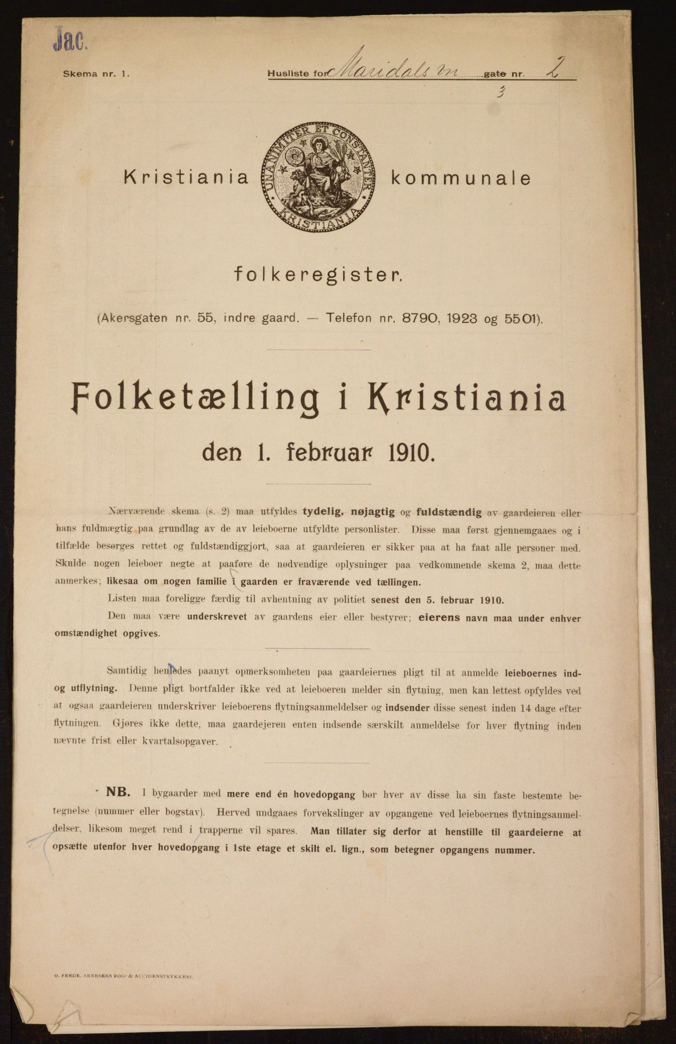 OBA, Kommunal folketelling 1.2.1910 for Kristiania, 1910, s. 58568