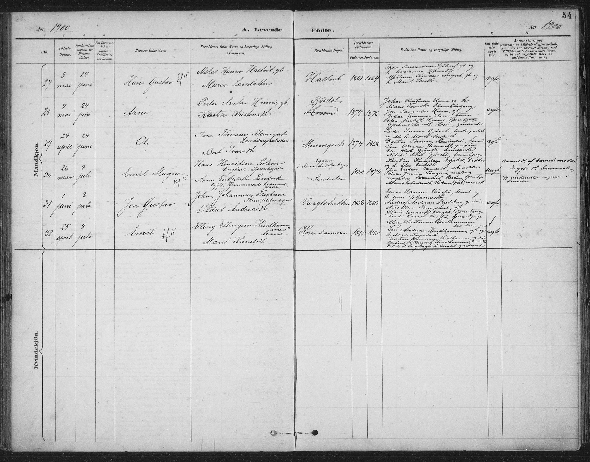 Ministerialprotokoller, klokkerbøker og fødselsregistre - Møre og Romsdal, AV/SAT-A-1454/586/L0988: Ministerialbok nr. 586A14, 1893-1905, s. 54