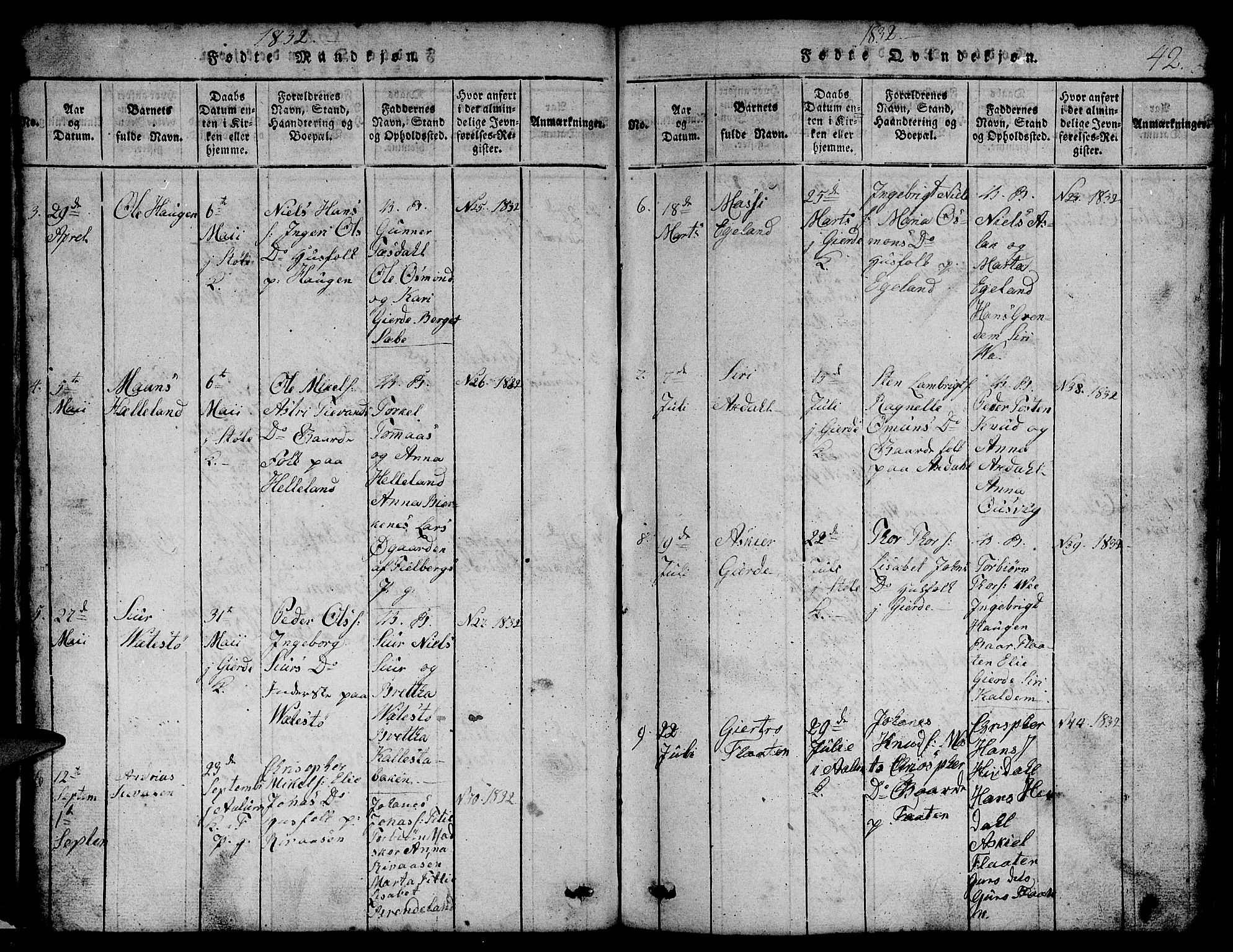 Etne sokneprestembete, SAB/A-75001/H/Hab: Klokkerbok nr. B 1, 1815-1850, s. 42