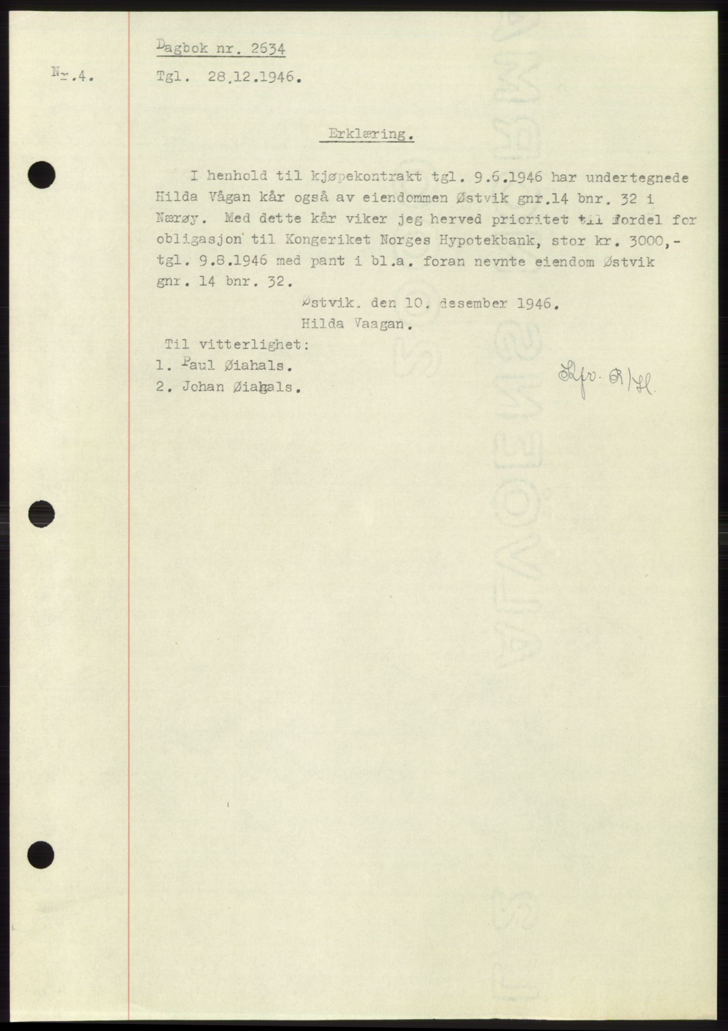 Namdal sorenskriveri, SAT/A-4133/1/2/2C: Pantebok nr. -, 1946-1947, Dagboknr: 2634/1946