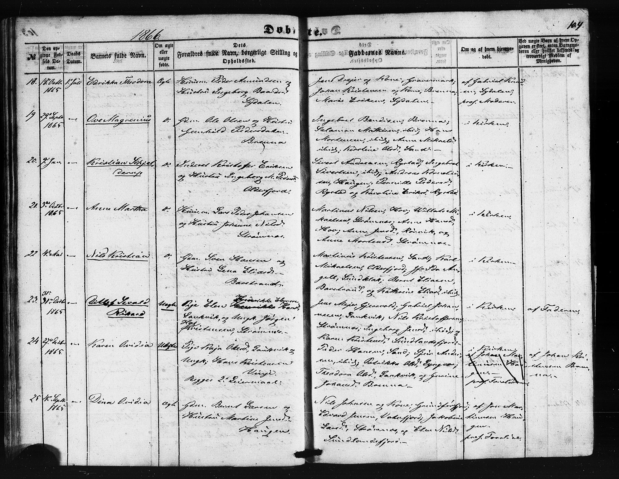 Ministerialprotokoller, klokkerbøker og fødselsregistre - Nordland, AV/SAT-A-1459/876/L1095: Ministerialbok nr. 876A01, 1863-1885, s. 104