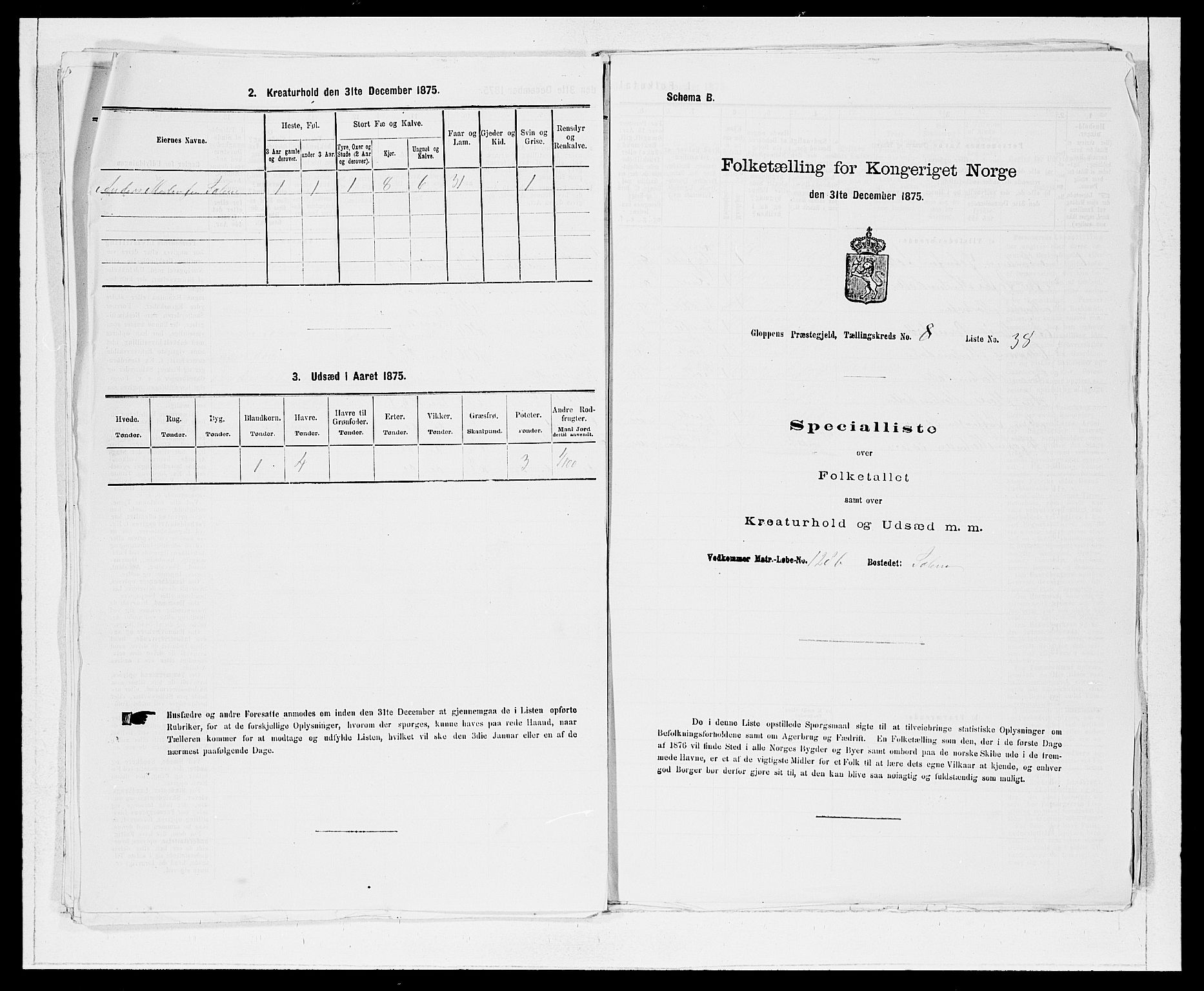 SAB, Folketelling 1875 for 1445P Gloppen prestegjeld, 1875, s. 933