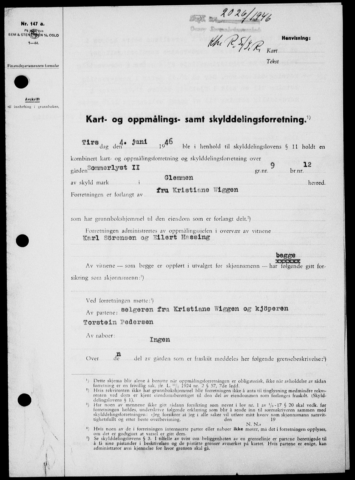 Onsøy sorenskriveri, SAO/A-10474/G/Ga/Gab/L0017: Pantebok nr. II A-17, 1946-1946, Dagboknr: 2026/1946