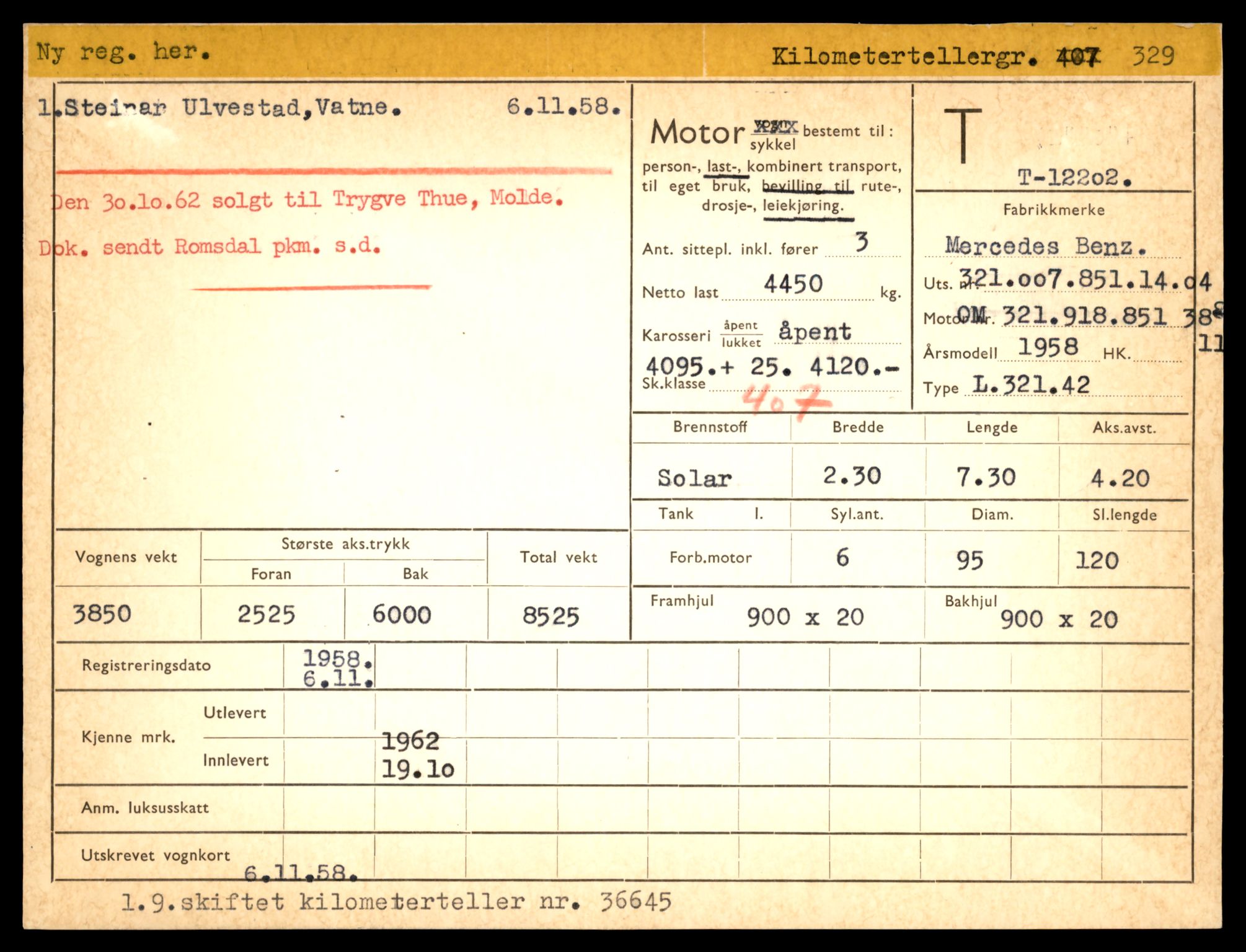 Møre og Romsdal vegkontor - Ålesund trafikkstasjon, AV/SAT-A-4099/F/Fe/L0033: Registreringskort for kjøretøy T 12151 - T 12474, 1927-1998, s. 1321