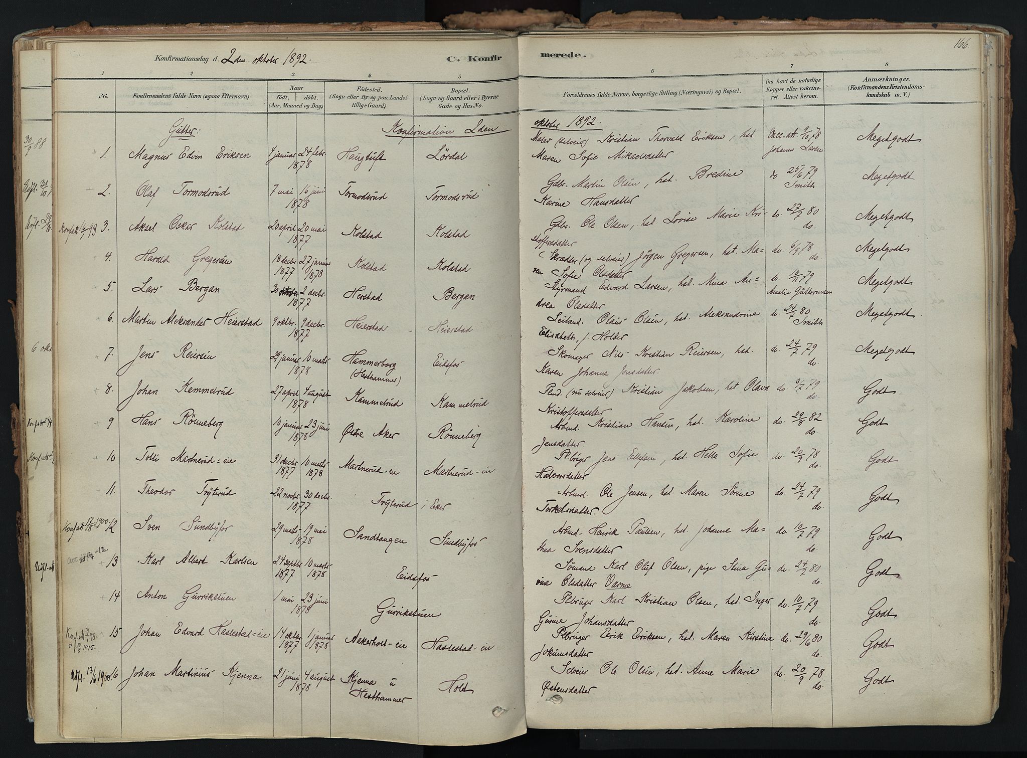 Hof kirkebøker, AV/SAKO-A-64/F/Fa/L0007: Ministerialbok nr. I 7, 1878-1940, s. 166