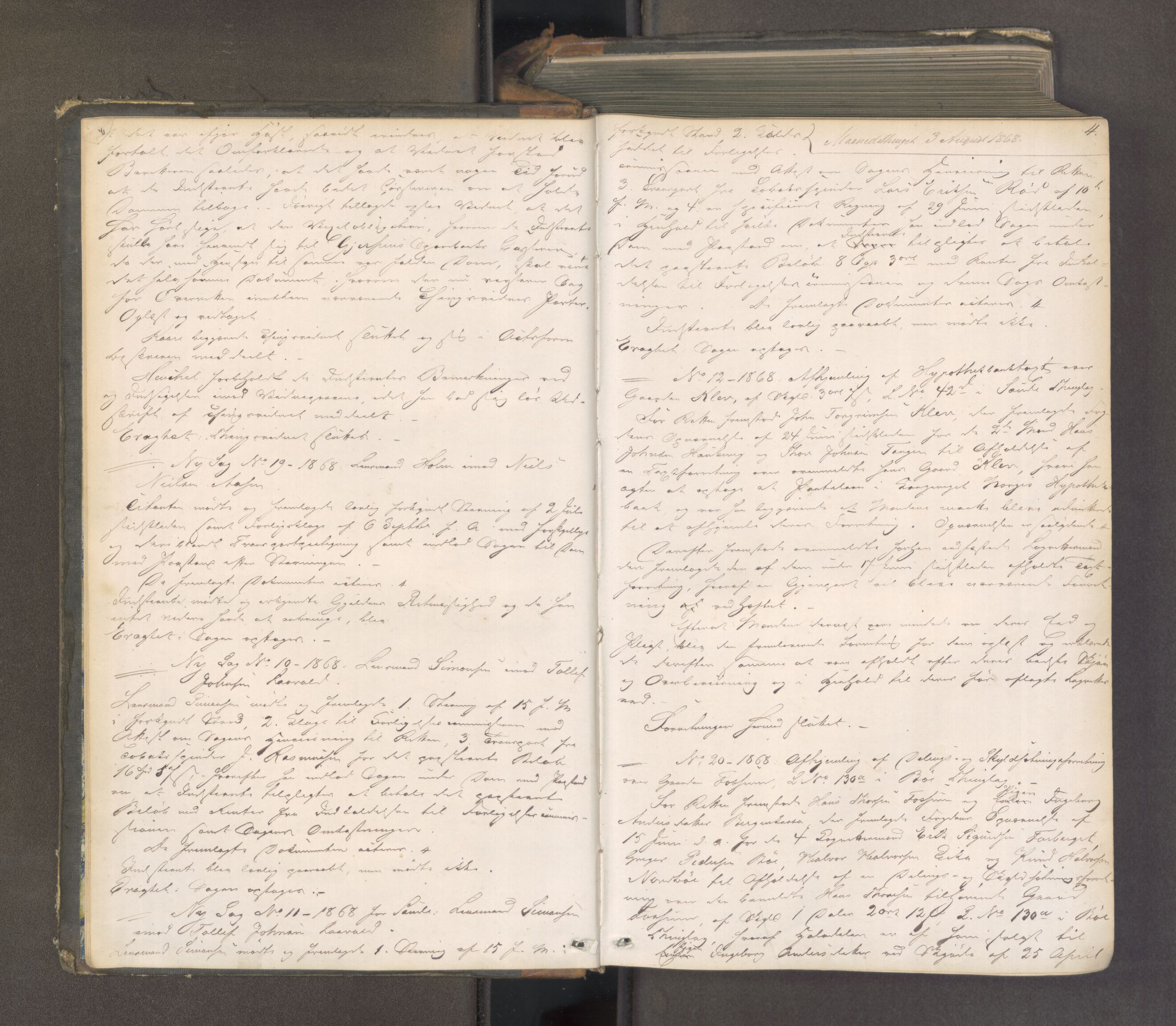 Nedre Telemark sorenskriveri, AV/SAKO-A-135/F/Fa/L0048: Tingbok, 1868-1875, s. 3b-4a