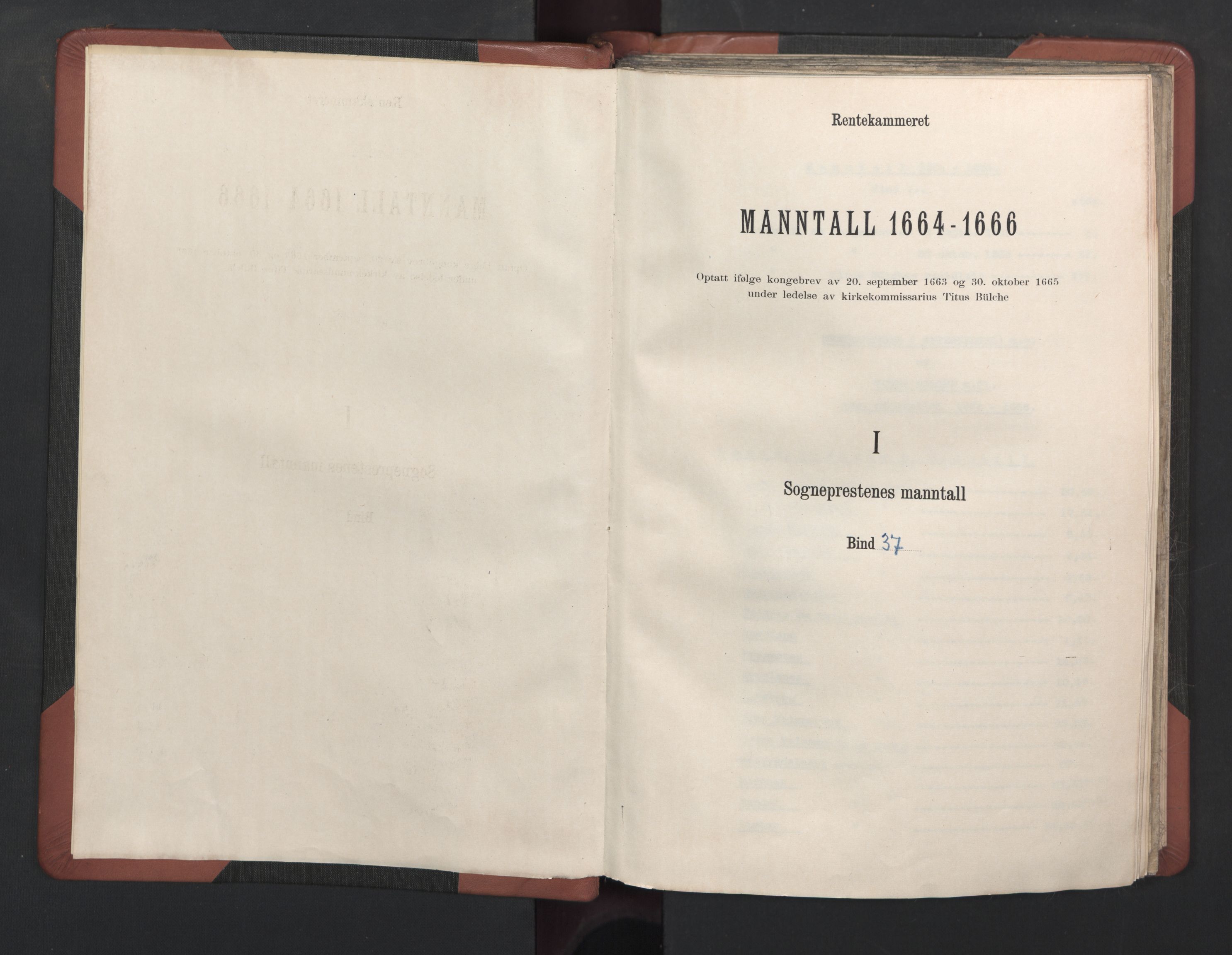 RA, Manntall 1664-1666, nr. 37: Titus Bülches og andres bemerkninger til manntallene, 1664-1666