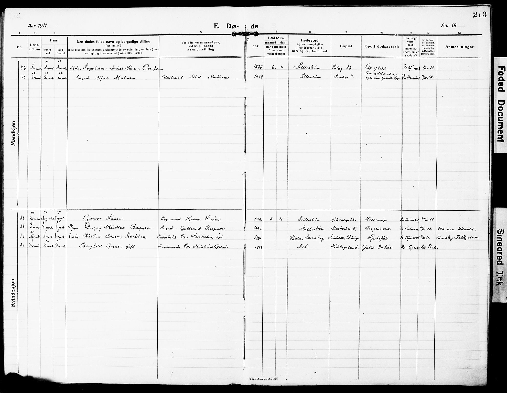 Skedsmo prestekontor Kirkebøker, AV/SAO-A-10033a/G/Gc/L0002: Klokkerbok nr. III 2, 1917-1931, s. 213