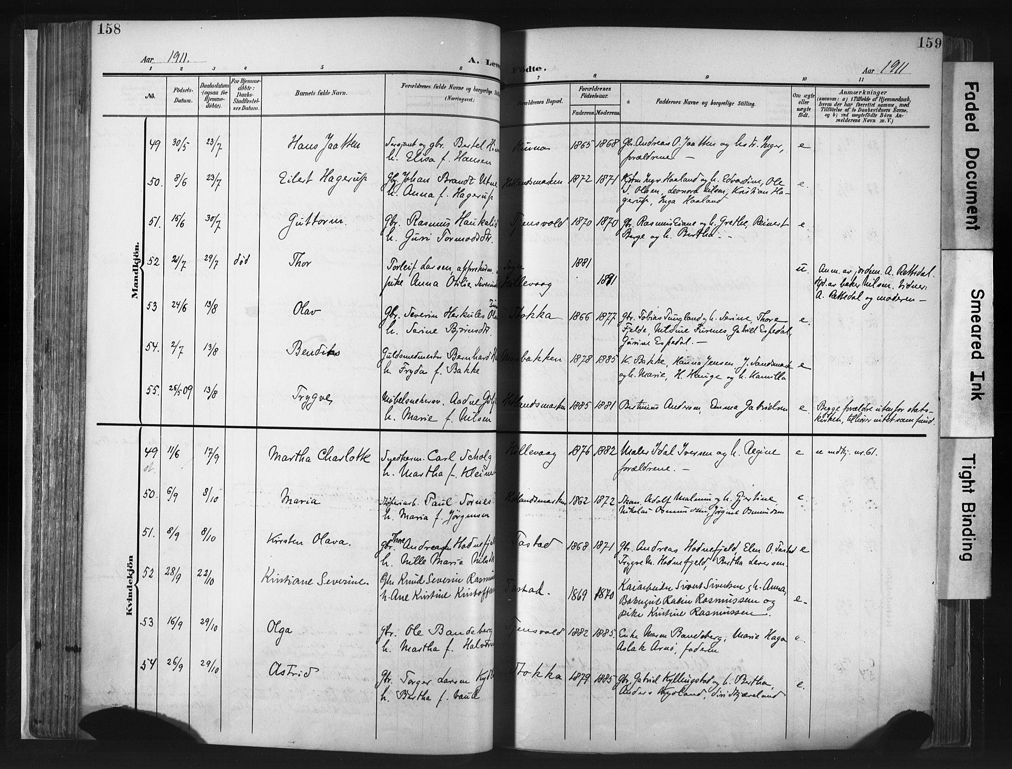 Hetland sokneprestkontor, AV/SAST-A-101826/30/30BA/L0013: Ministerialbok nr. A 13, 1904-1918, s. 158-159