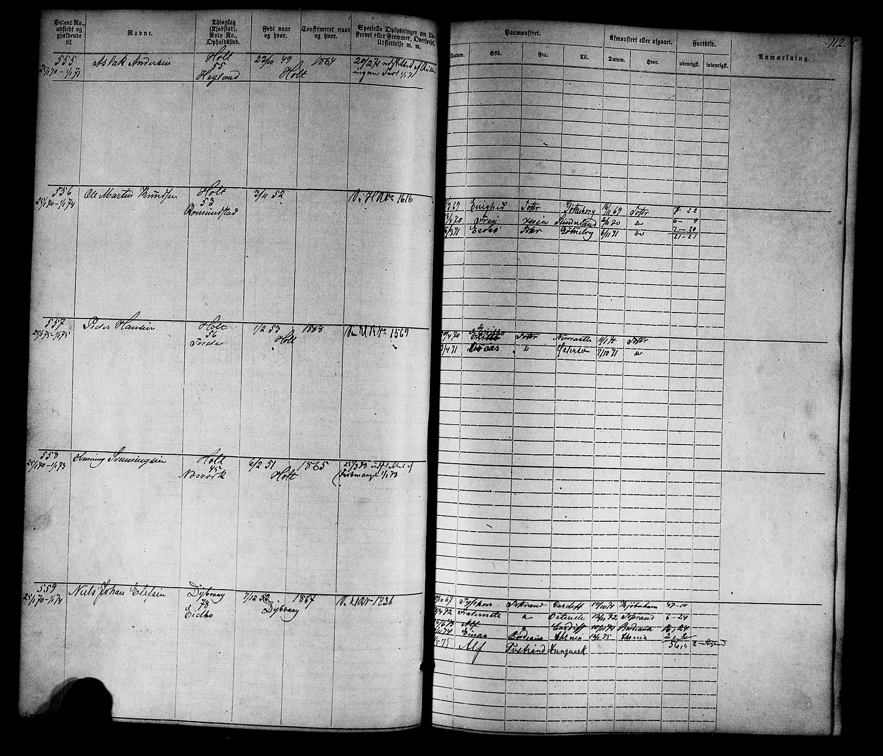 Tvedestrand mønstringskrets, SAK/2031-0011/F/Fa/L0003: Annotasjonsrulle nr 1-1905 med register, U-25, 1866-1886, s. 134