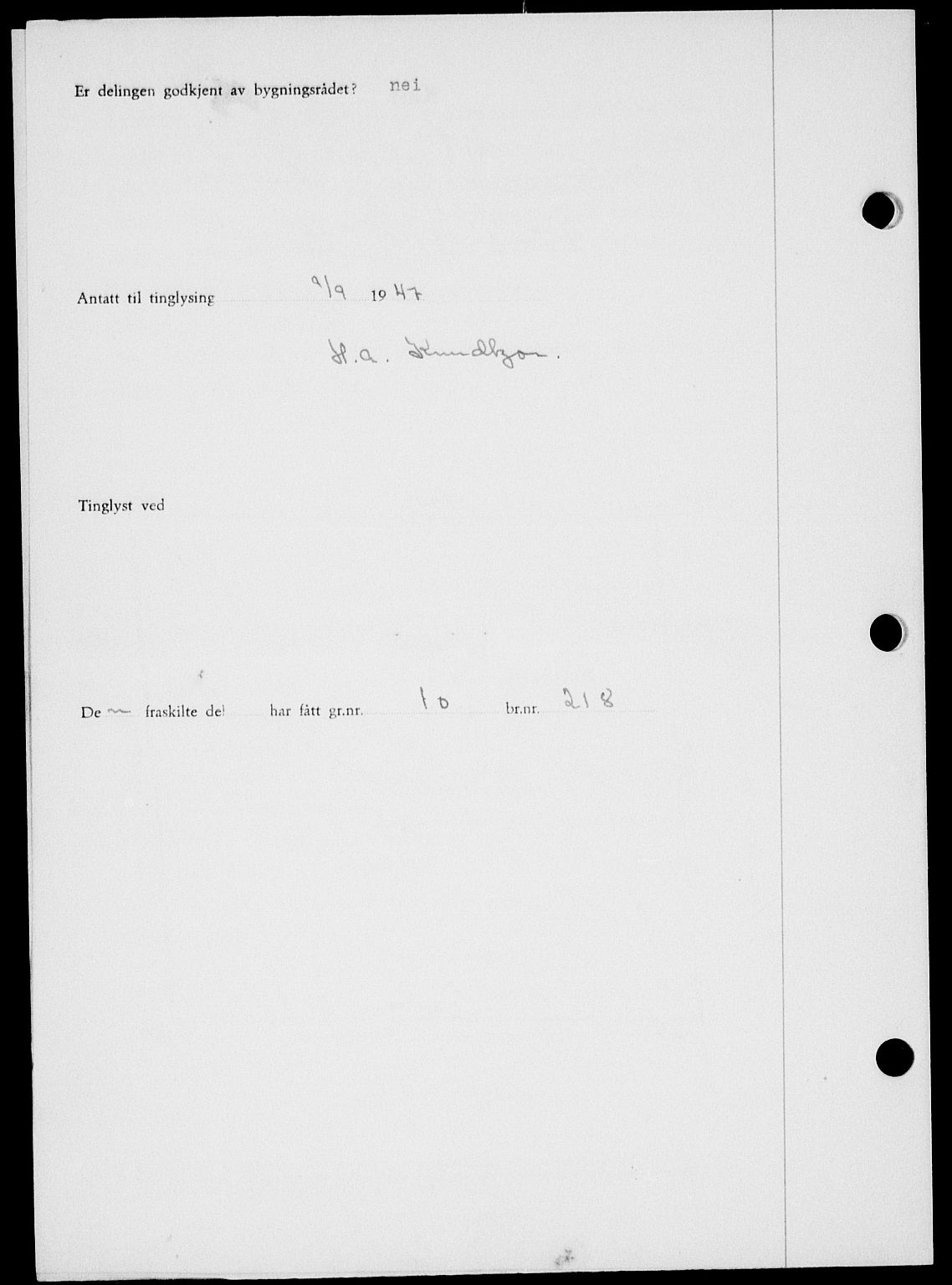 Onsøy sorenskriveri, SAO/A-10474/G/Ga/Gab/L0021: Pantebok nr. II A-21, 1947-1947, Dagboknr: 2364/1947