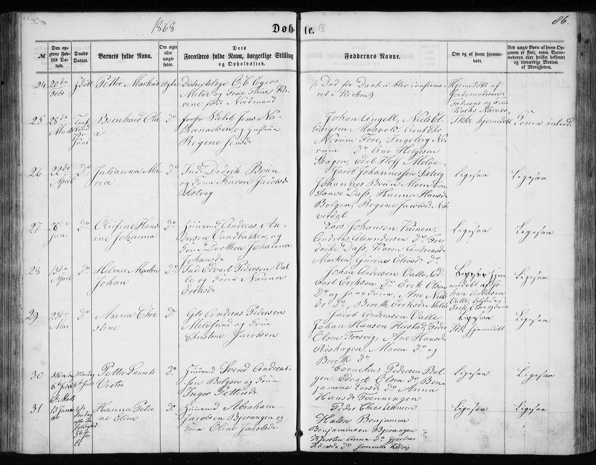 Ministerialprotokoller, klokkerbøker og fødselsregistre - Nordland, AV/SAT-A-1459/843/L0634: Klokkerbok nr. 843C03, 1860-1884, s. 86