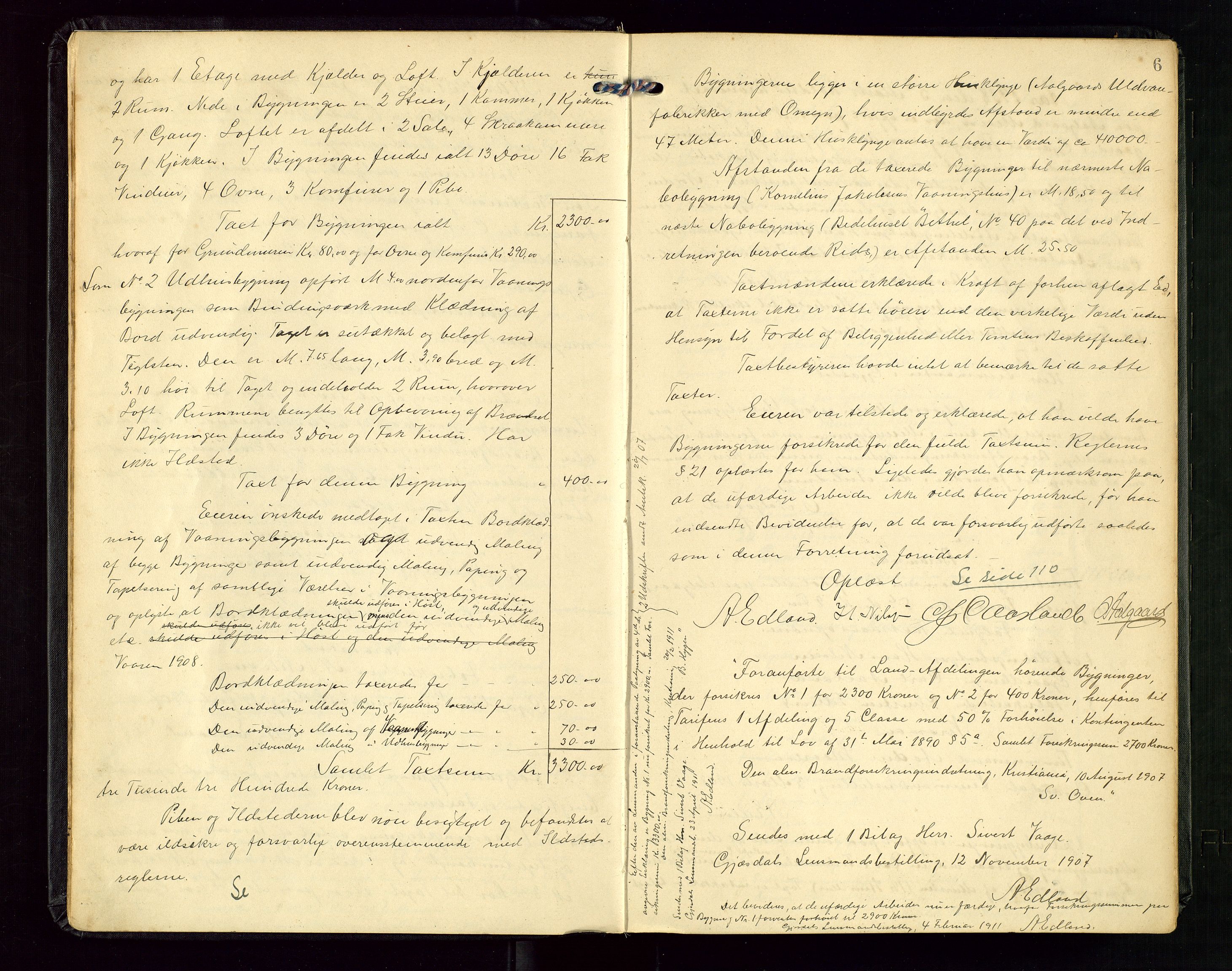 Gjesdal lensmannskontor, AV/SAST-A-100441/Go/L0002: Branntakstprotokoll, 1907-1921, s. 5b-6a