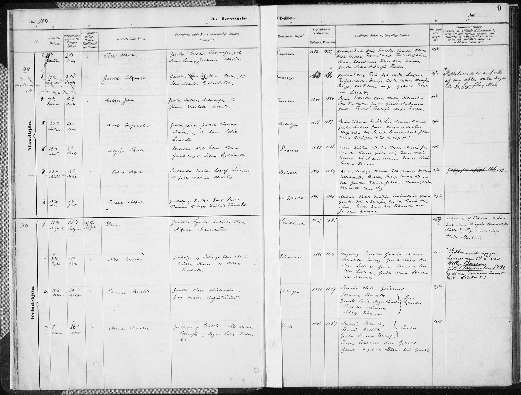 Herad sokneprestkontor, AV/SAK-1111-0018/F/Fa/Faa/L0006: Ministerialbok nr. A 6, 1887-1907, s. 9