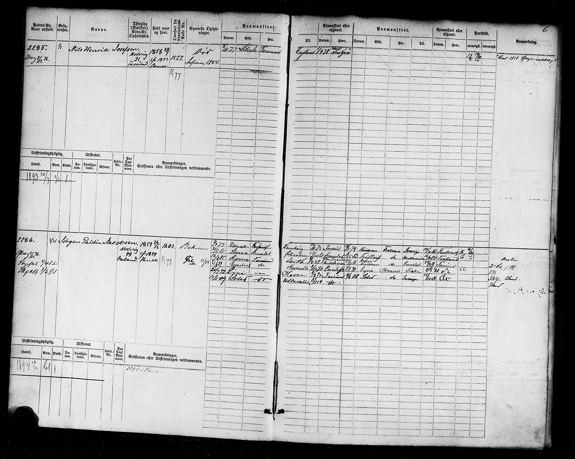 Farsund mønstringskrets, AV/SAK-2031-0017/F/Fb/L0004: Hovedrulle nr 2275-3040, M-7, 1875-1915, s. 7