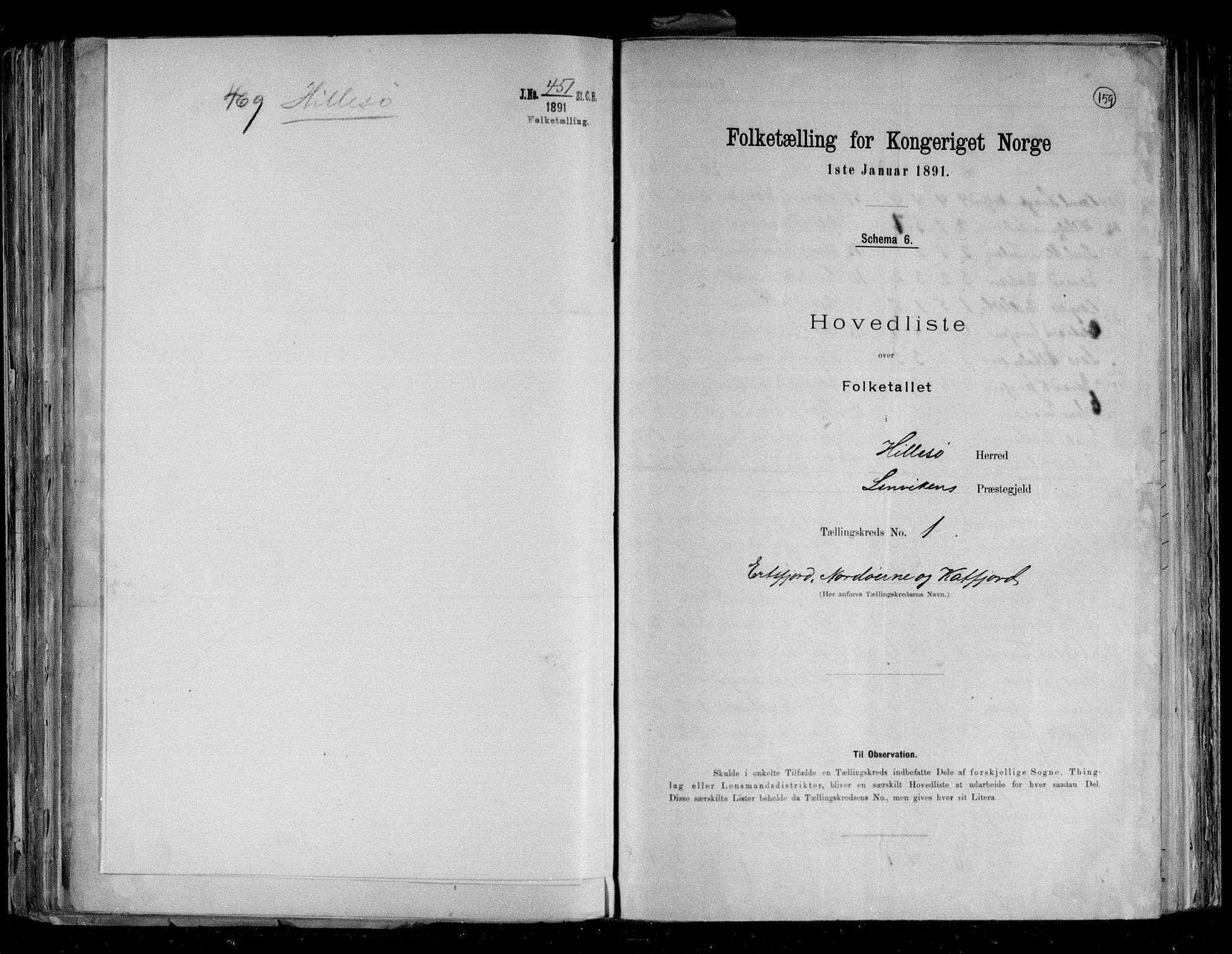 RA, Folketelling 1891 for 1930 Hillesøy herred, 1891, s. 6