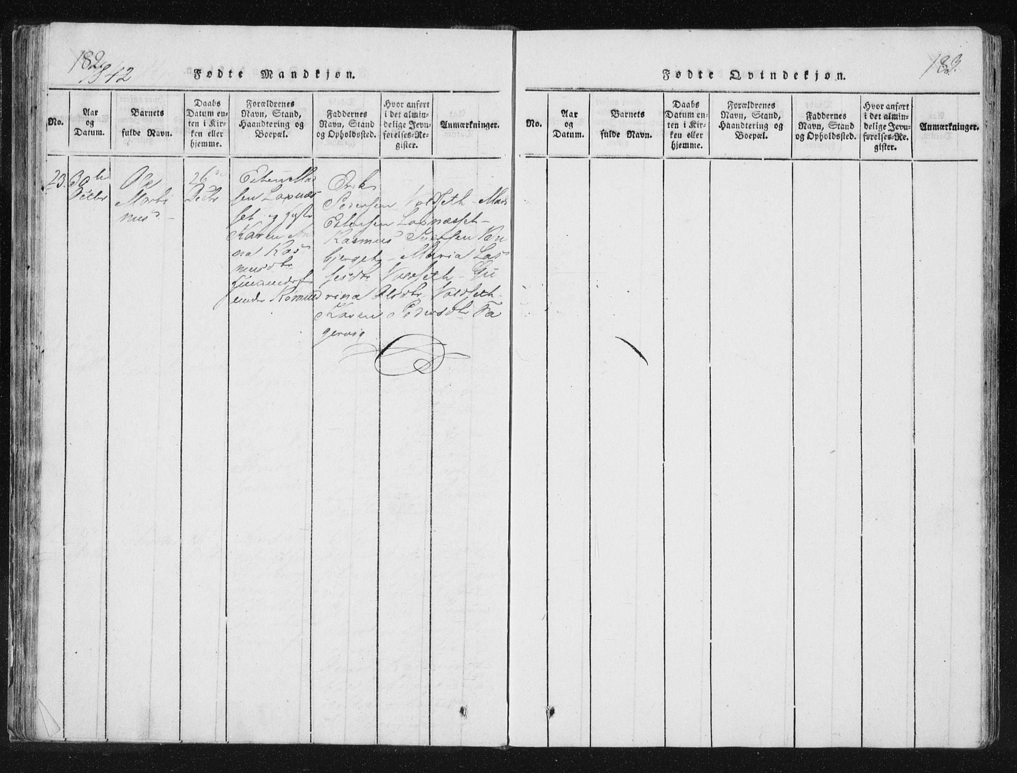 Ministerialprotokoller, klokkerbøker og fødselsregistre - Nord-Trøndelag, AV/SAT-A-1458/744/L0417: Ministerialbok nr. 744A01, 1817-1842, s. 182-183