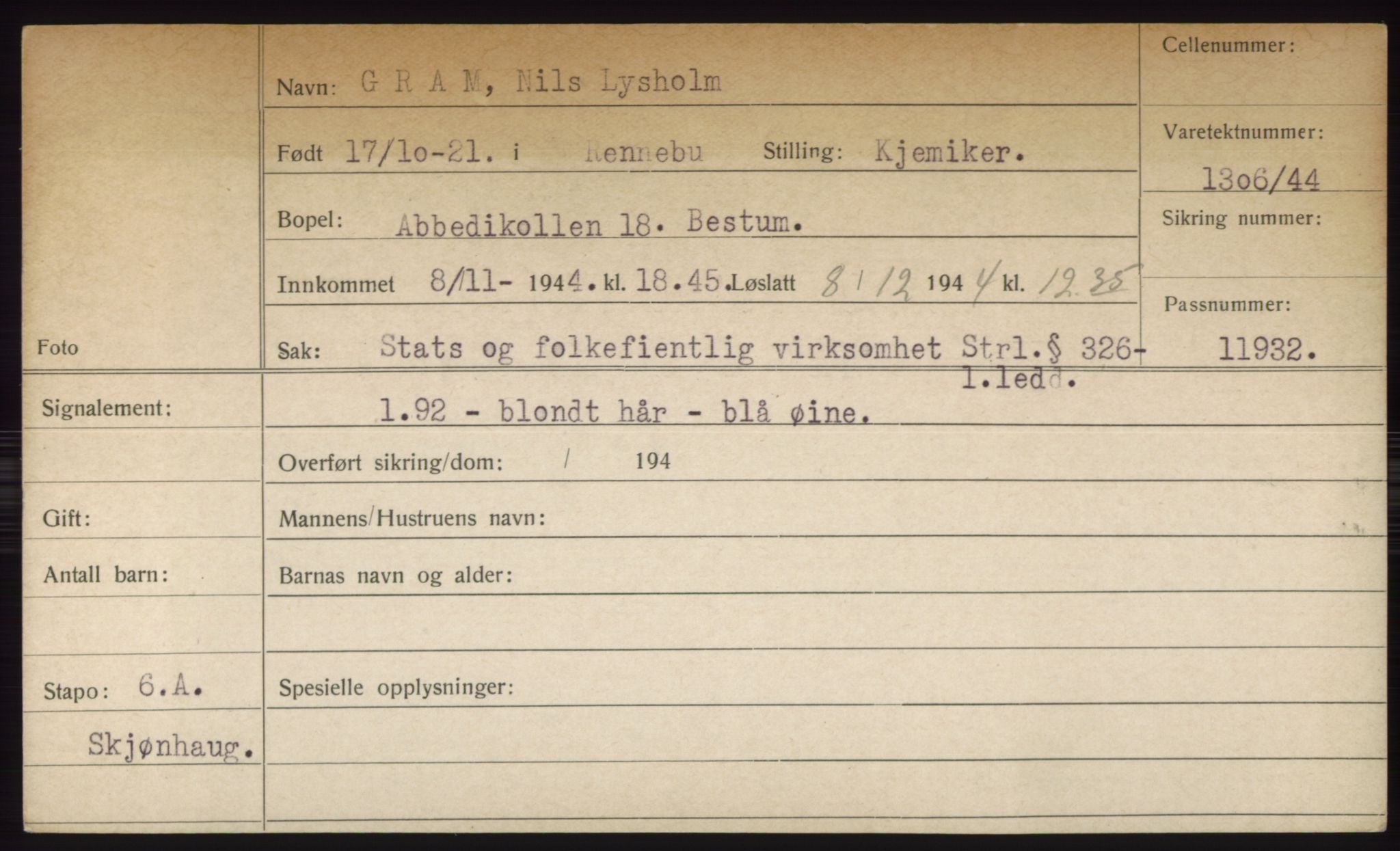 Statspolitiet - Hovedkontoret / Osloavdelingen, AV/RA-S-1329/C/Ck/Cke/L0003: Fangeregister; etternavn G - K, 1941-1945, s. 78