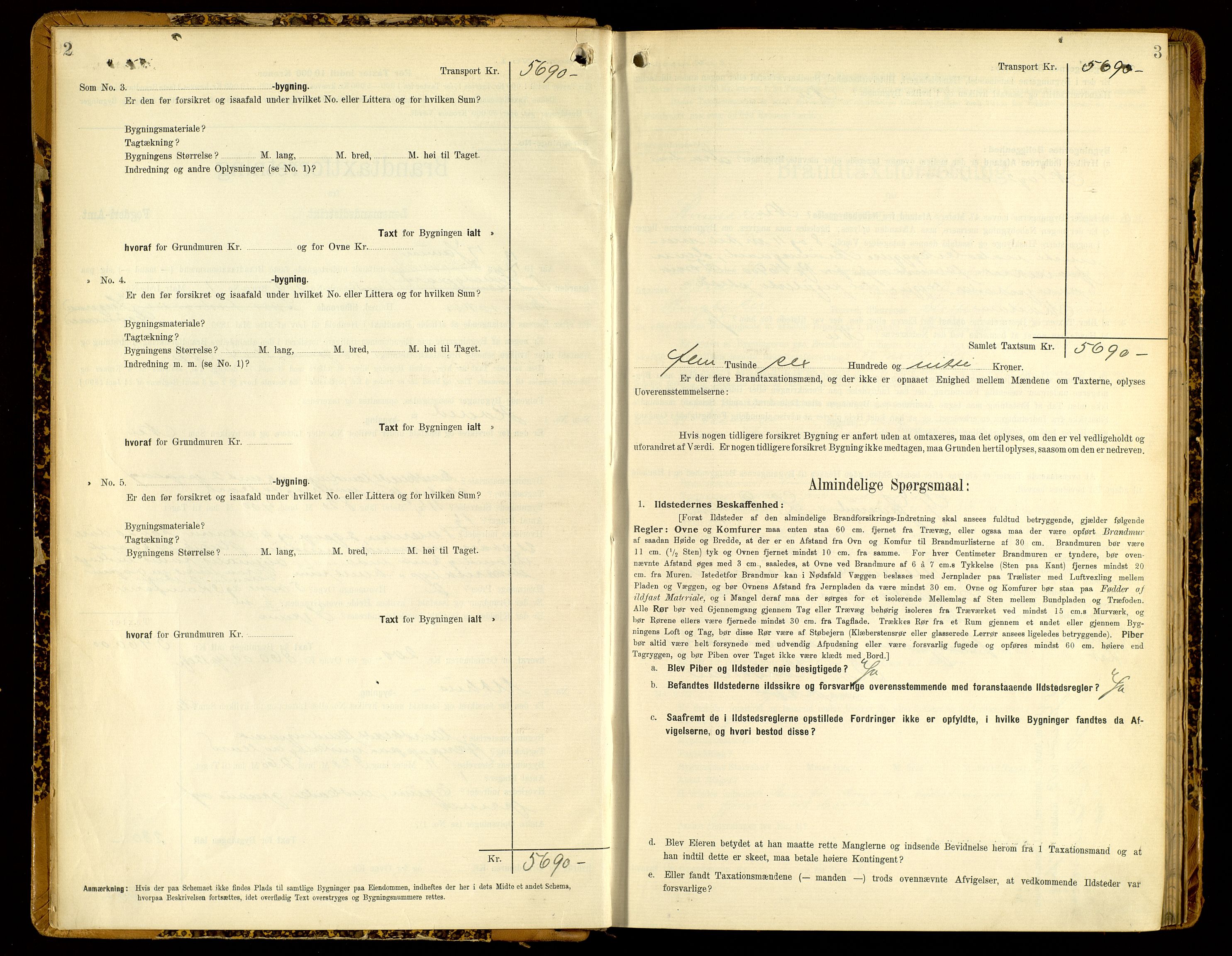 Norges Brannkasse, Ringsaker, AV/SAH-NBRANR-003/F/L0009: Branntakstprotokoll, 1913-1939, s. 2-3