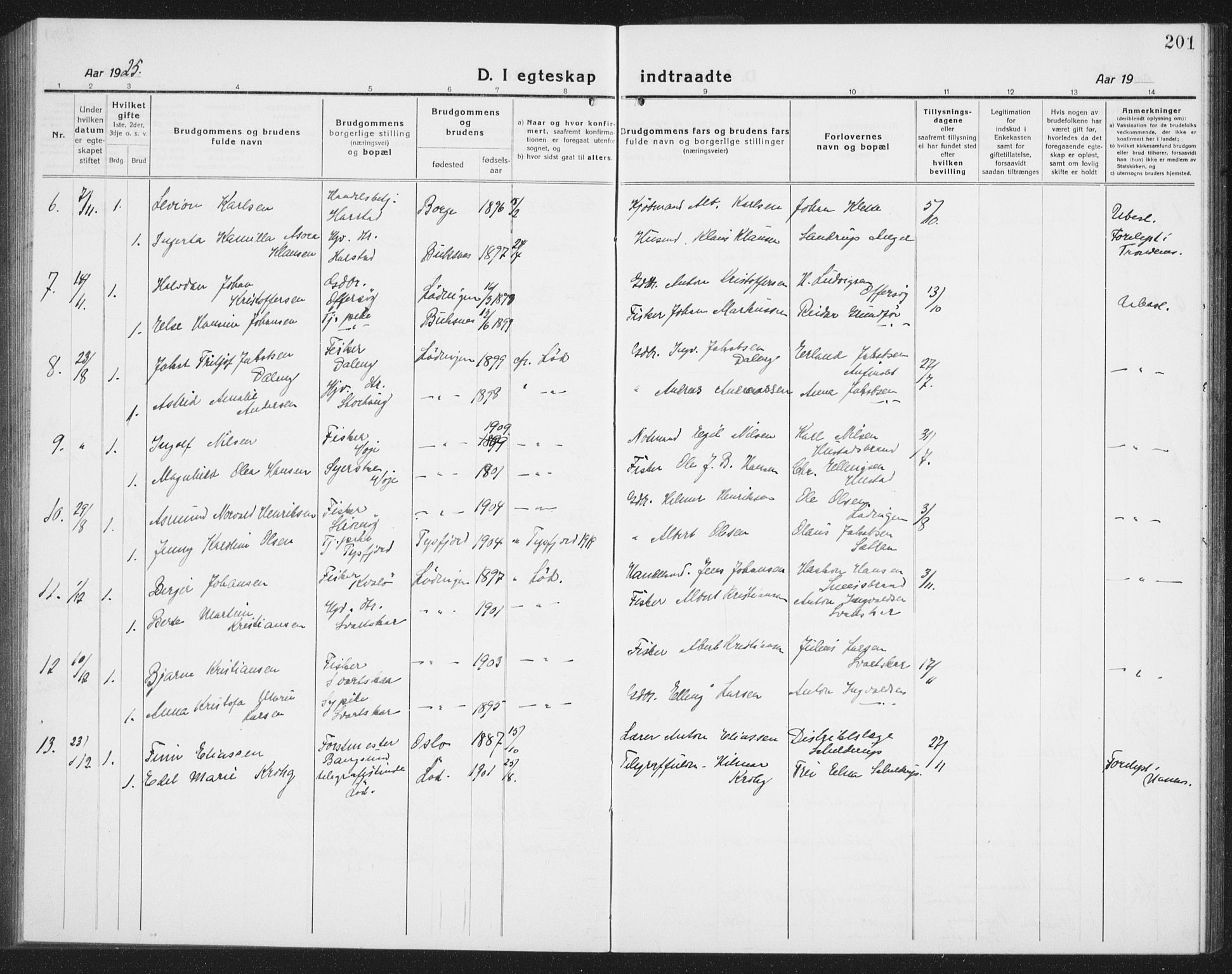 Ministerialprotokoller, klokkerbøker og fødselsregistre - Nordland, AV/SAT-A-1459/872/L1049: Klokkerbok nr. 872C05, 1920-1938, s. 201