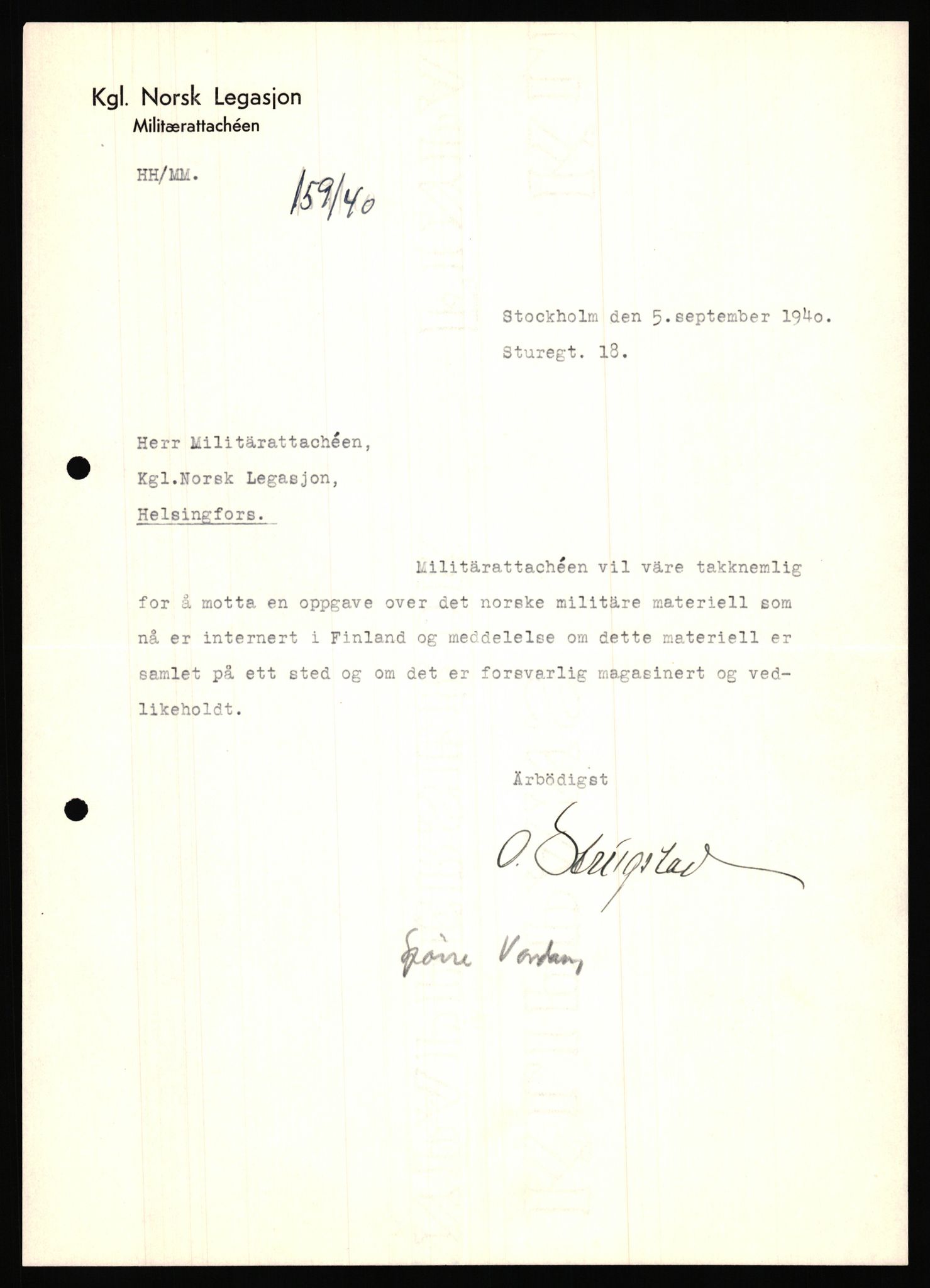 Forsvaret, Forsvarets krigshistoriske avdeling, AV/RA-RAFA-2017/Y/Ya/L0006: II-C-11-11,2 - Utenriksdepartementet.  Legasjonen i Helsingfors., 1940-1946, s. 160