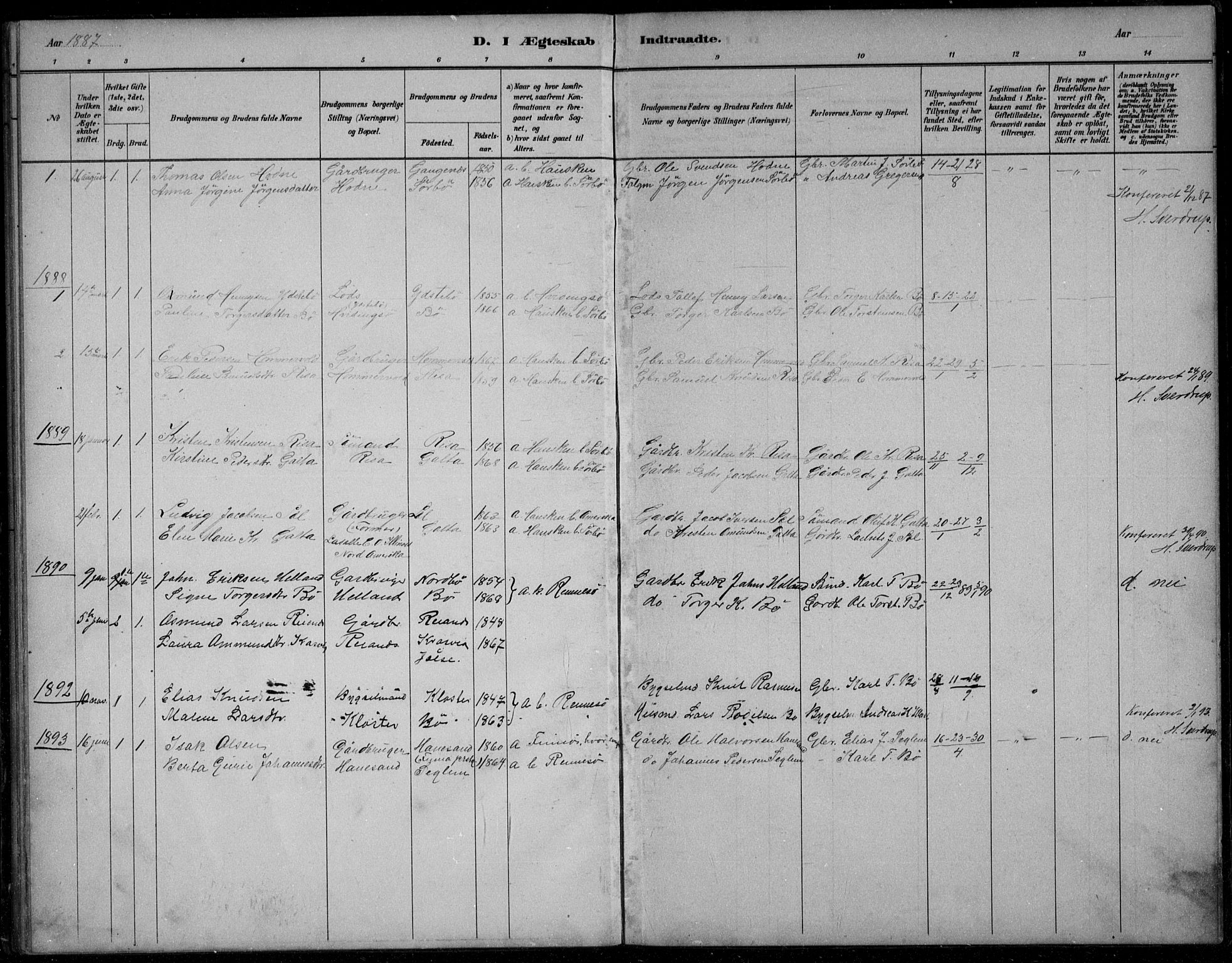 Rennesøy sokneprestkontor, AV/SAST-A -101827/H/Ha/Hab/L0006: Klokkerbok nr. B 6, 1881-1893