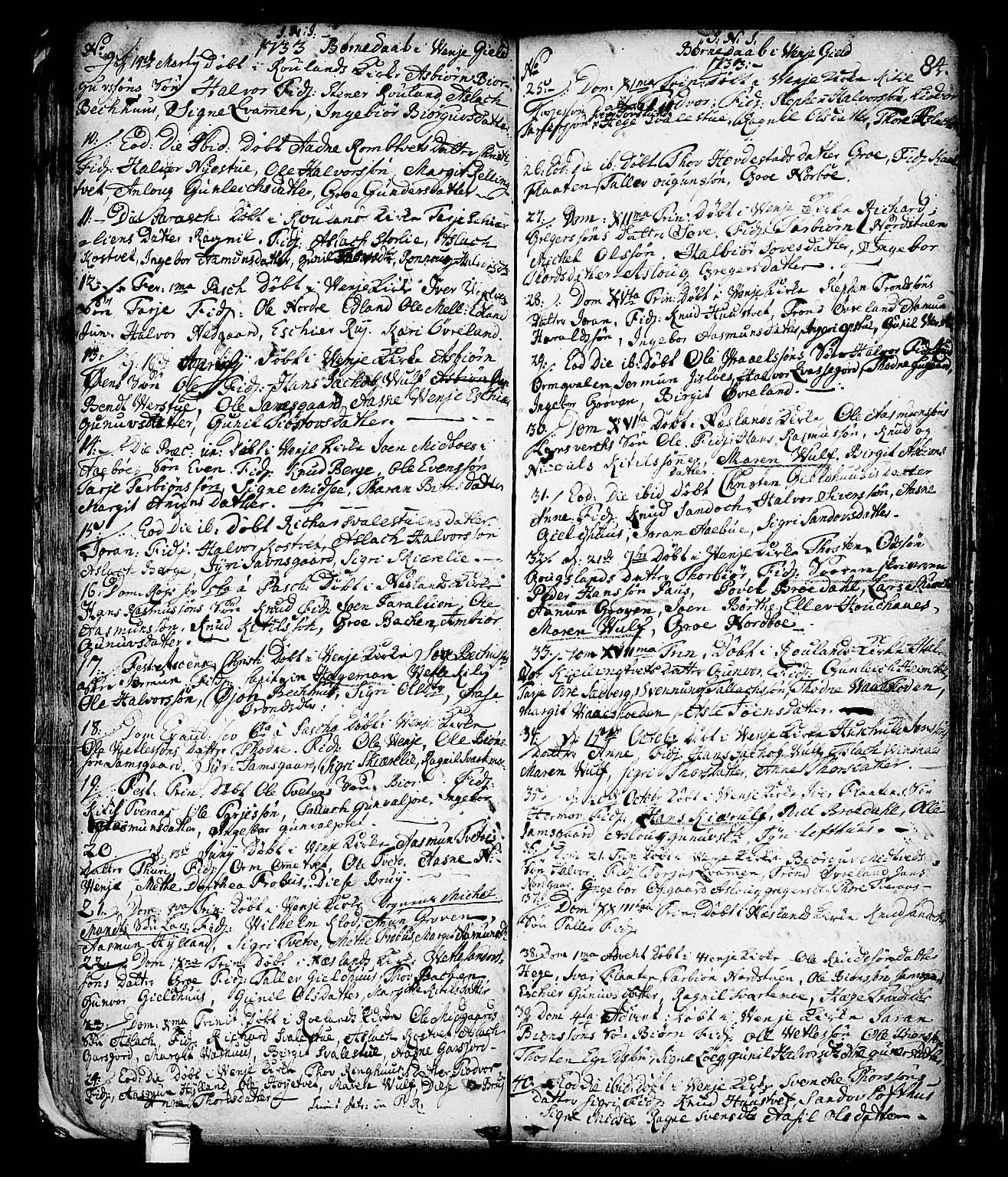 Vinje kirkebøker, SAKO/A-312/F/Fa/L0001: Ministerialbok nr. I 1, 1717-1766, s. 84