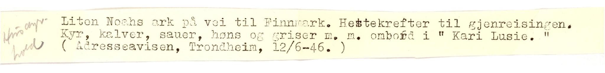 Finnmarkskontorets presse- og opplysningsarkiv , FMFB/A-1198/E/L0005/0012: 3. Gjenreinisng / Husdyrhold